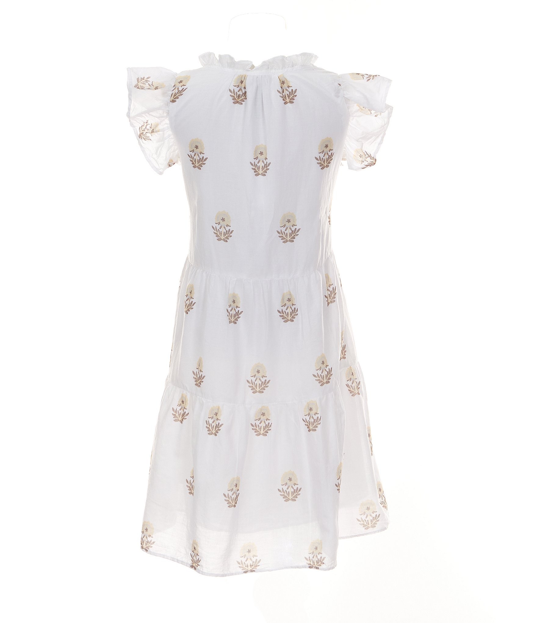 A Loves A Little Girls 2T-6X Family Matching Ruffle Cap Sleeve Embroidered A-Line Tiered Dress