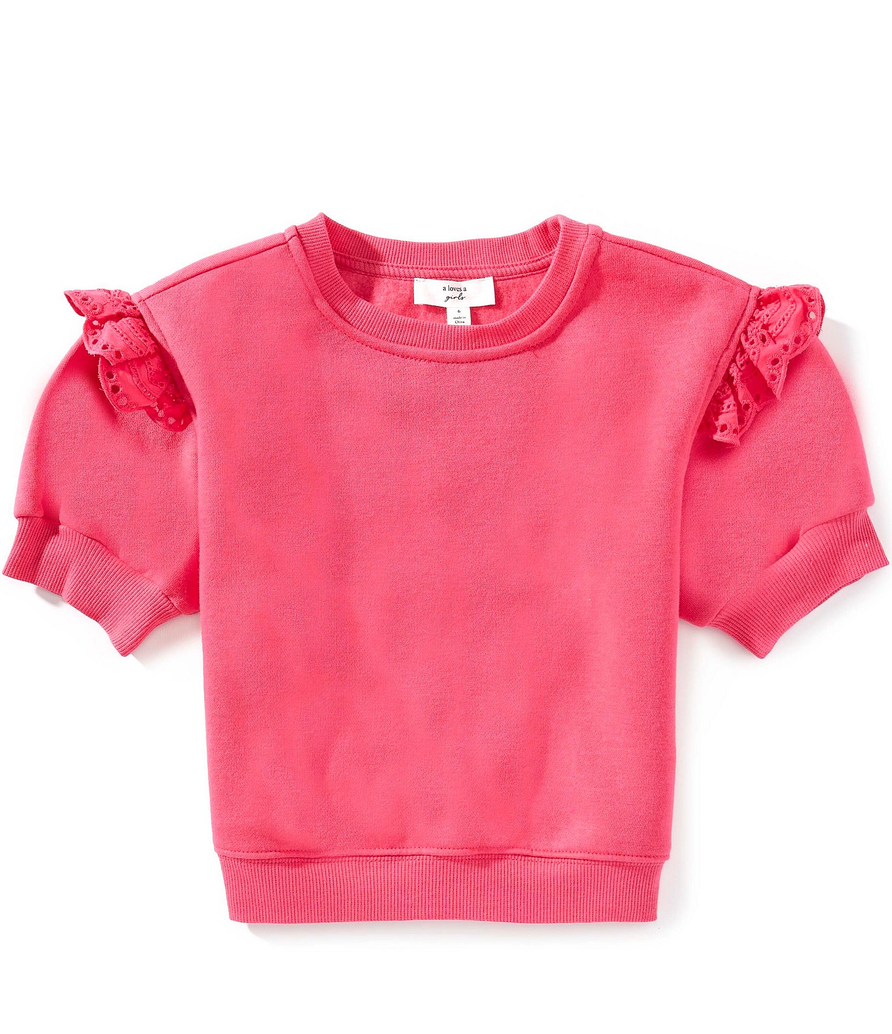 A Loves A Little Girls Ruffle Short Sleeve Sweater
