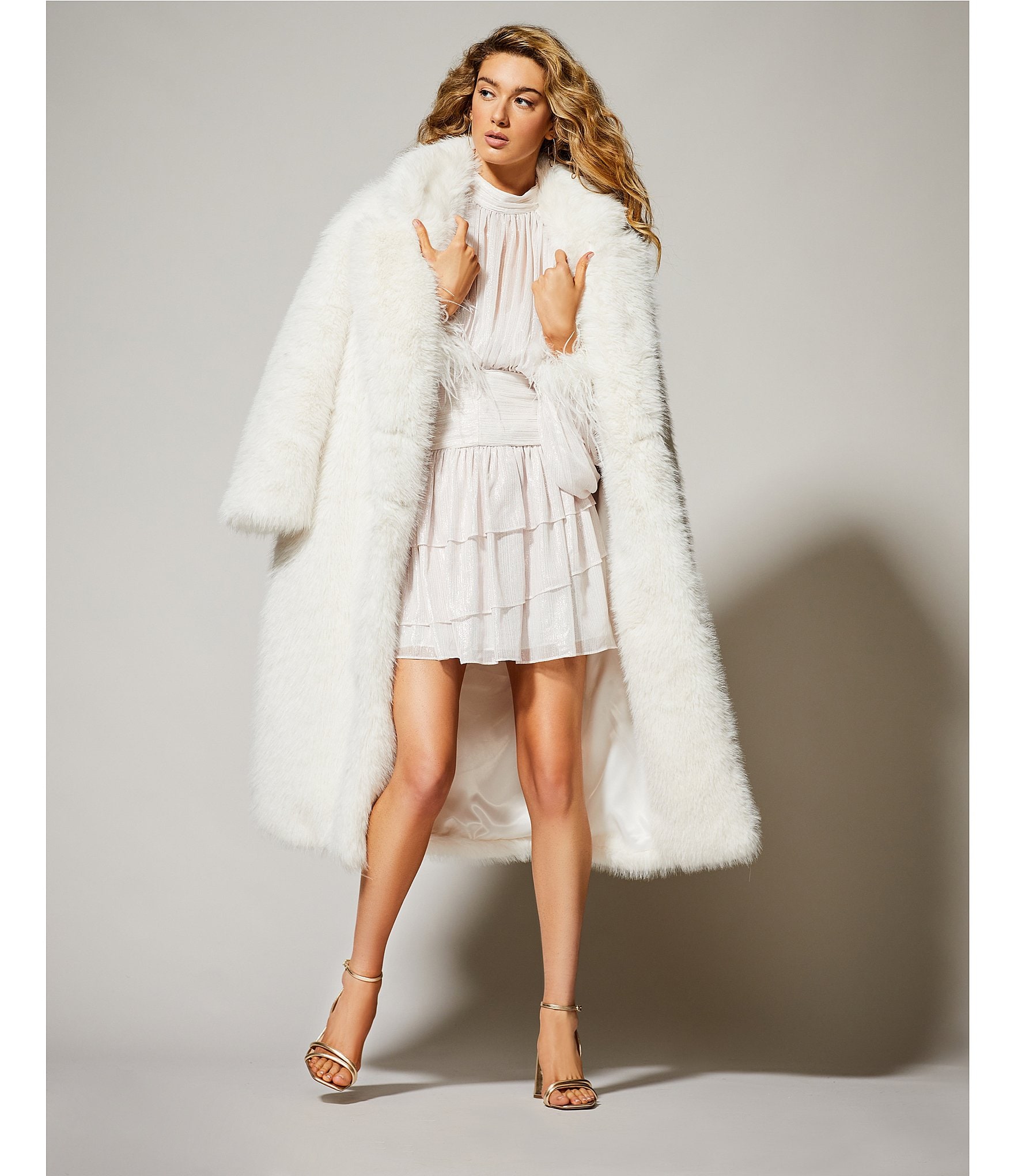 A Loves A Oversized Long Faux Fur Double Breasted Notch Lapel Coat