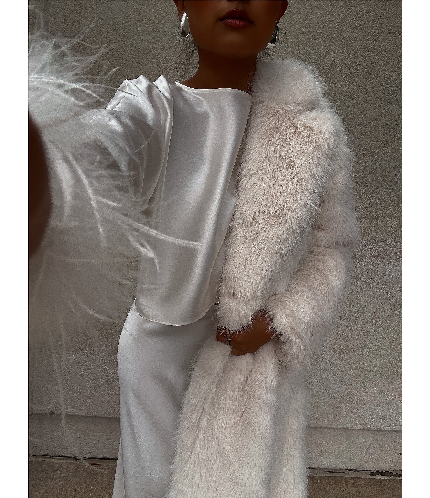 A Loves A Oversized Long Faux Fur Double Breasted Notch Lapel Coat
