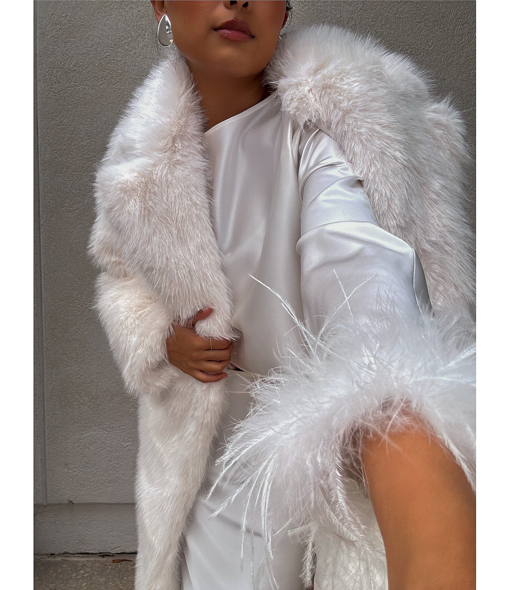 A Loves A Oversized Long Faux Fur Double Breasted Notch Lapel Coat