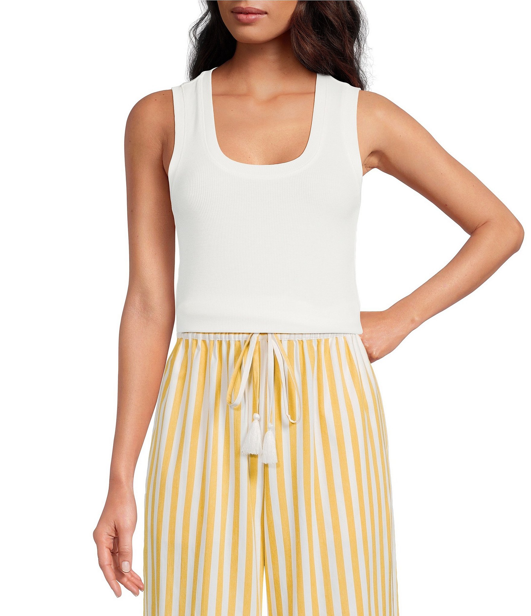 A Loves A Ribbed Knit Scoop Neck Sleeveless Tank