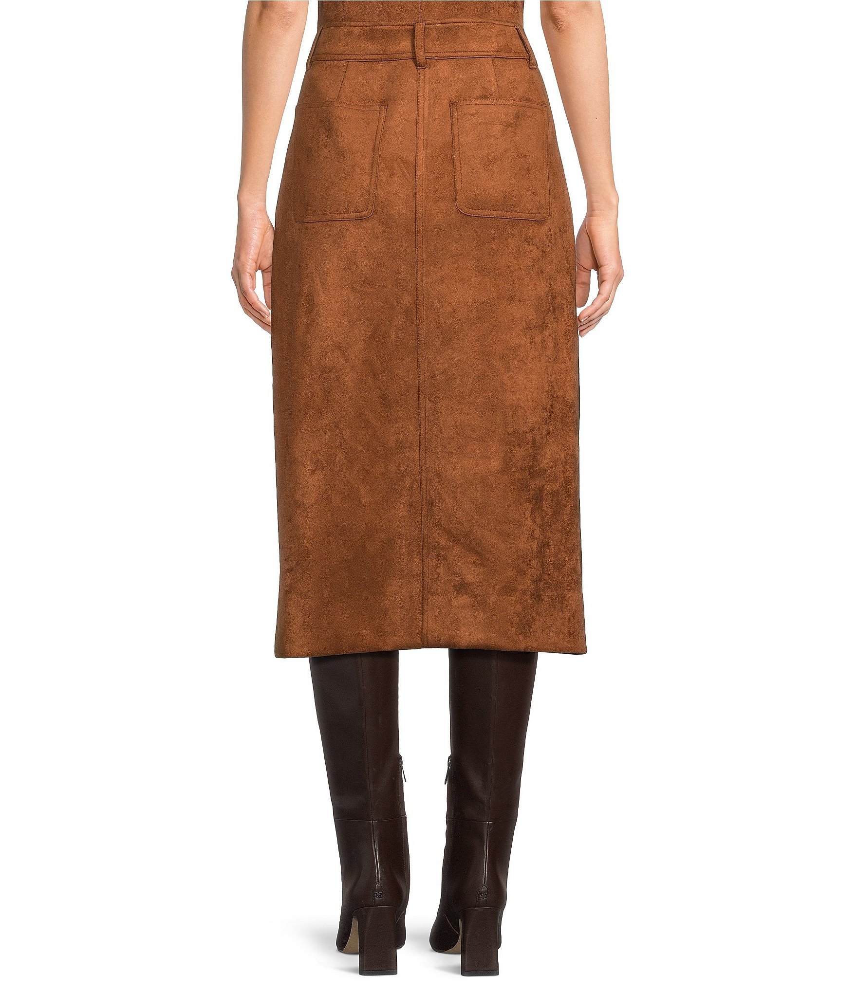 A Loves A Suede Button Front Coordinating Midi Skirt