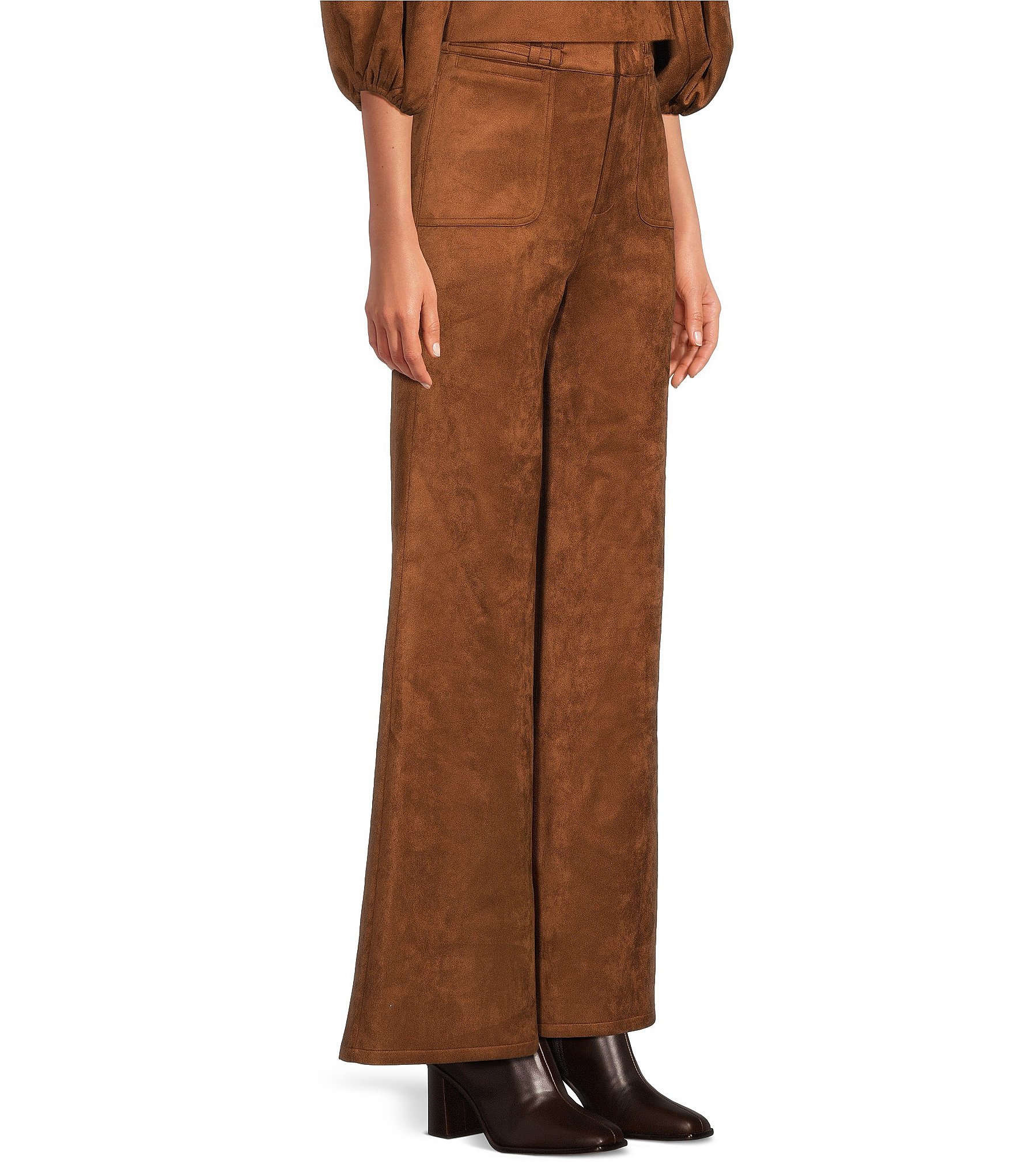 A Loves A Suede High Rise Wide Leg Coordinating Pants