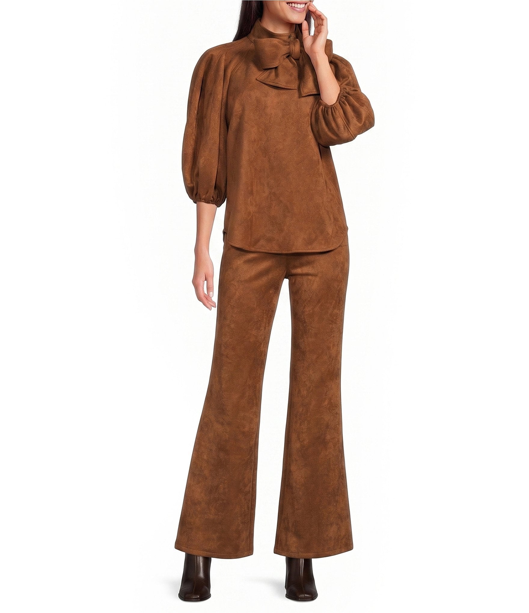 A Loves A Suede High Rise Wide Leg Coordinating Pants