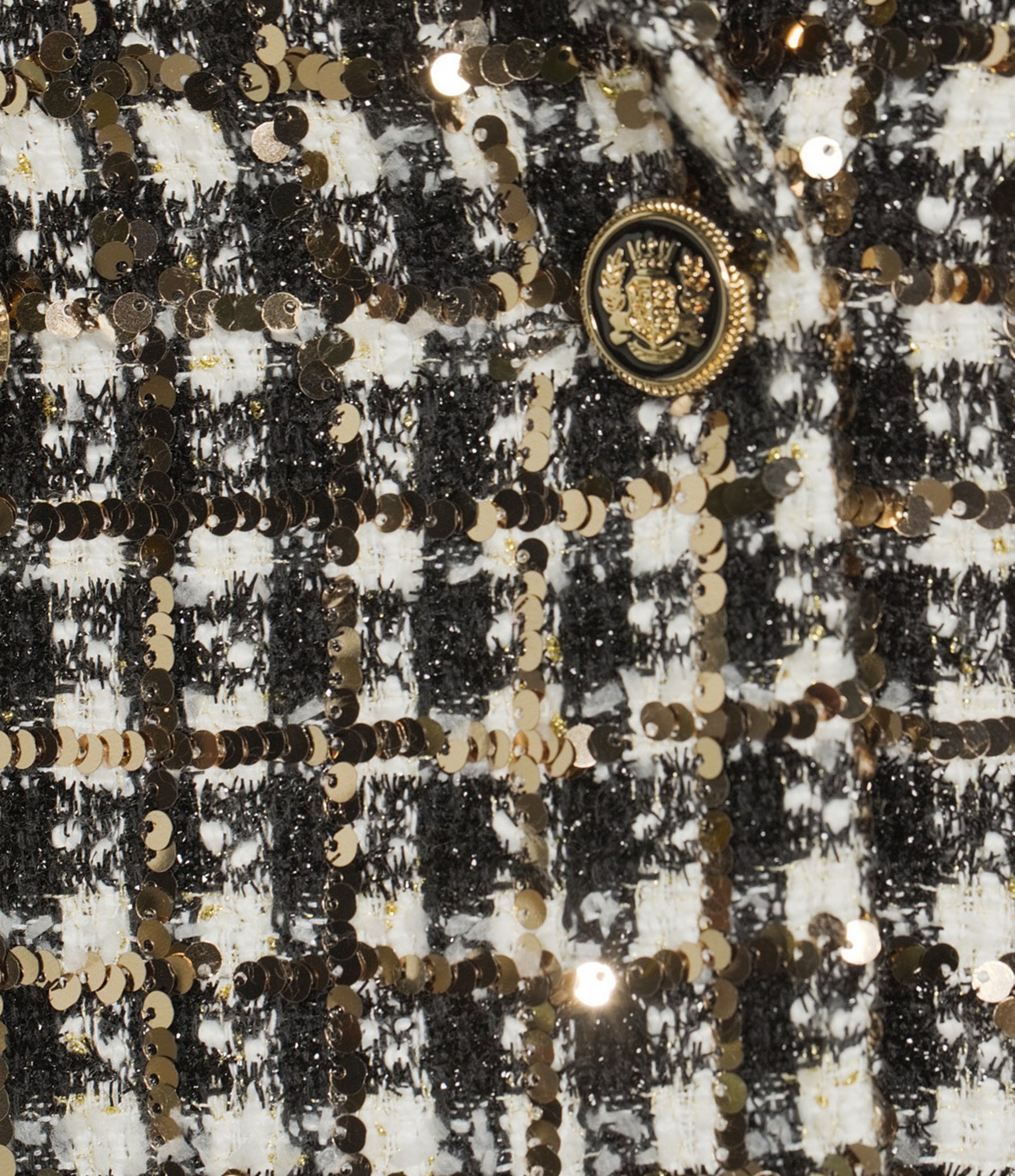 A Loves A Woven Metallic Houndstooth Point Collar Long Sleeve Button Front Cropped Coordinating Blazer