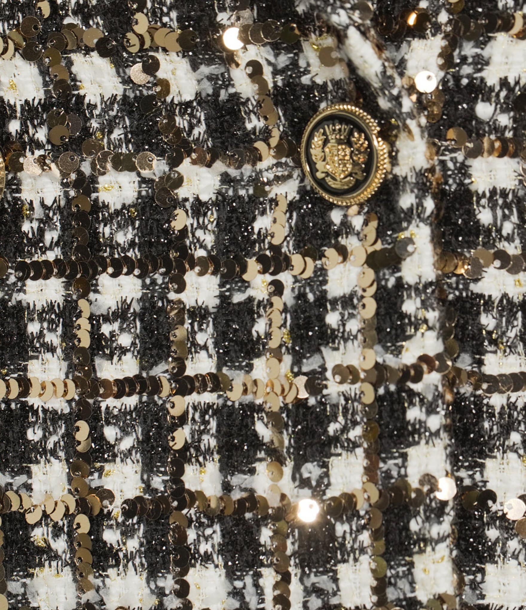 A Loves A Woven Metallic Houndstooth Point Collar Long Sleeve Button Front Cropped Coordinating Blazer