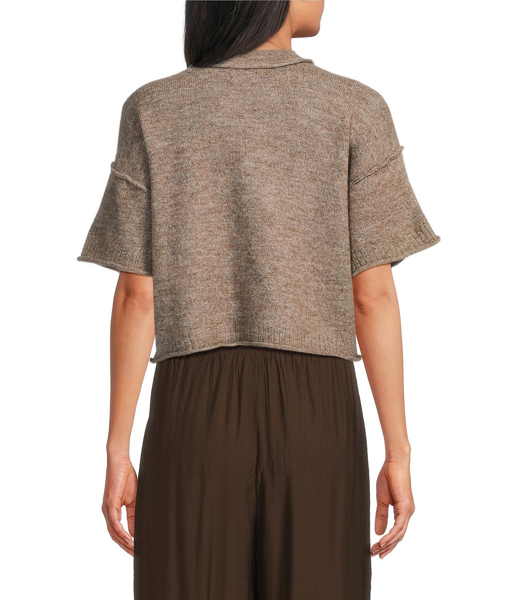 A.Ren Lynne Round Neck Short Sleeve Sweater Knit Top