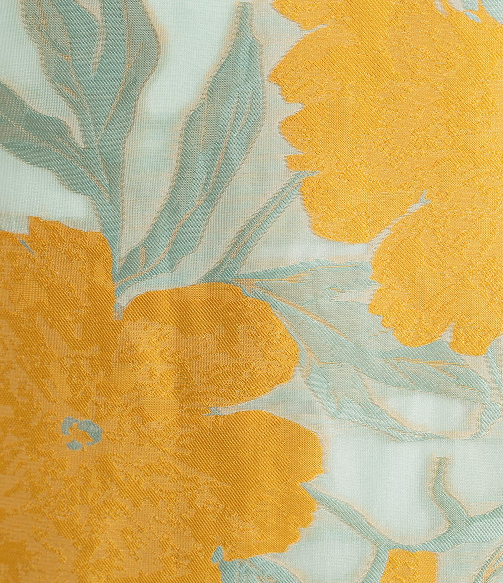 Abbey Glass Camille Flower Sequin Ruffle Mock Neck Sleeveless Gown