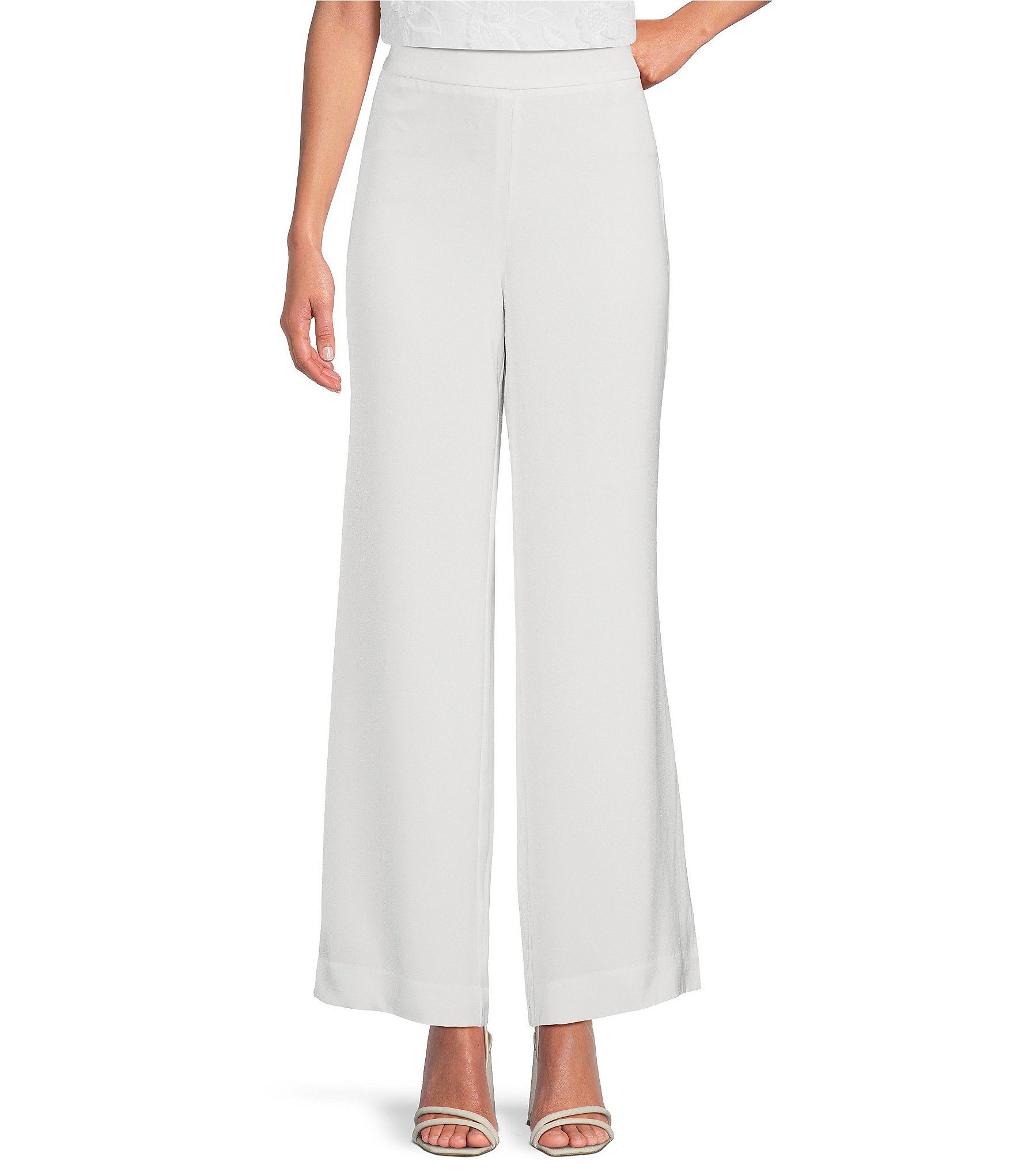 Abbey Glass Carter Stretch Crepe Wide Leg Flat Front Thick High ...