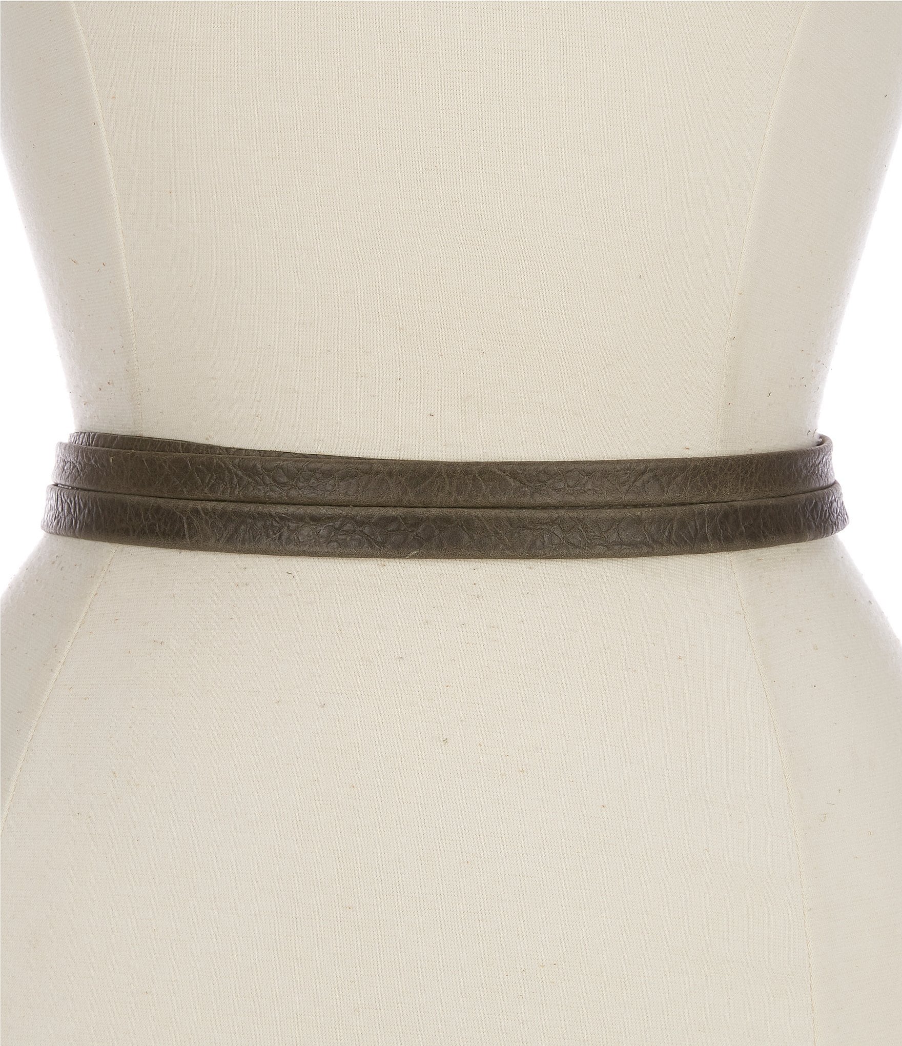 ADA .86#double; Skinny Pebbled Leather Wrap Belt