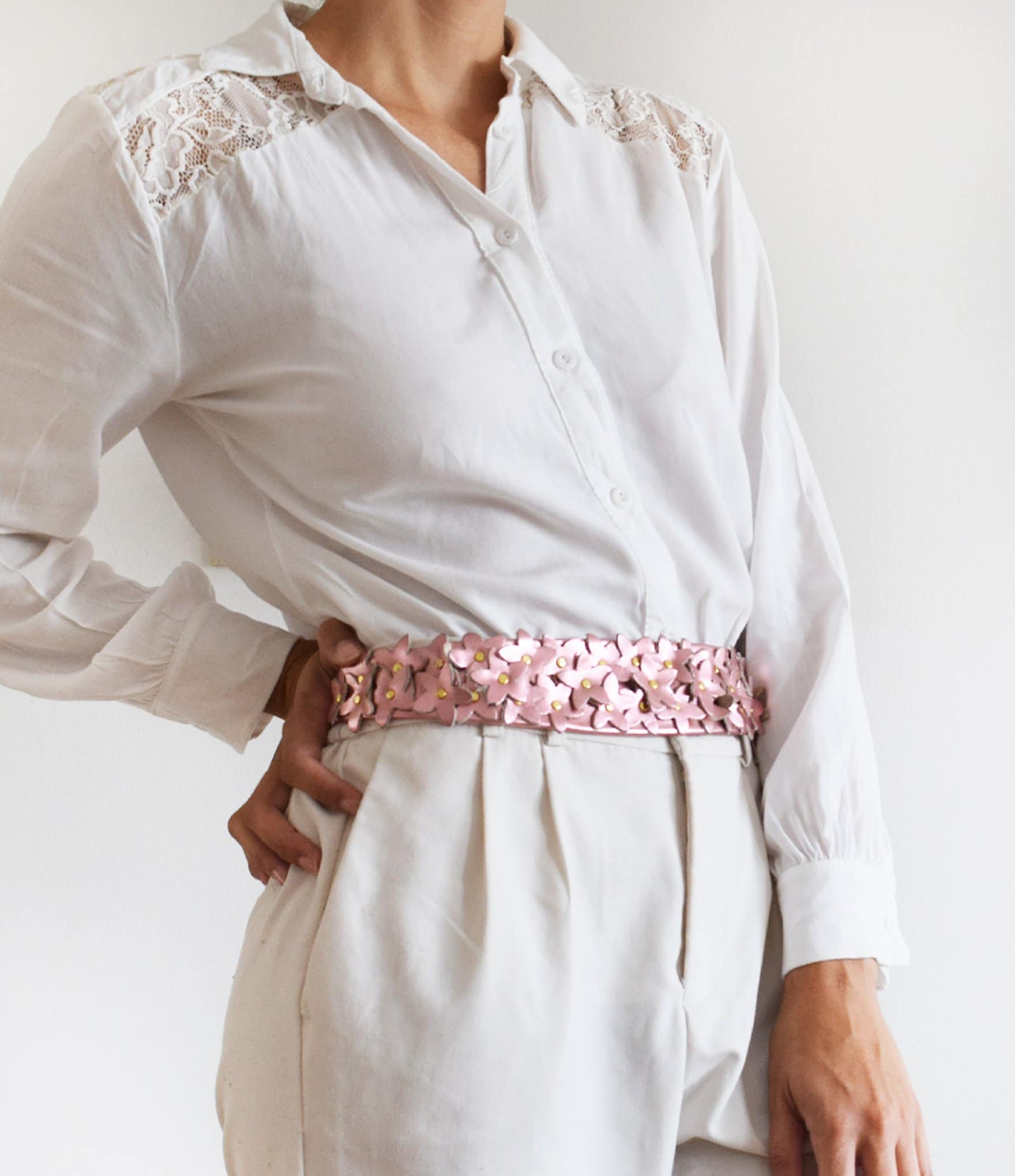 ADA 1.75#double; Ava Rosa Foil Leather Wrap Belt