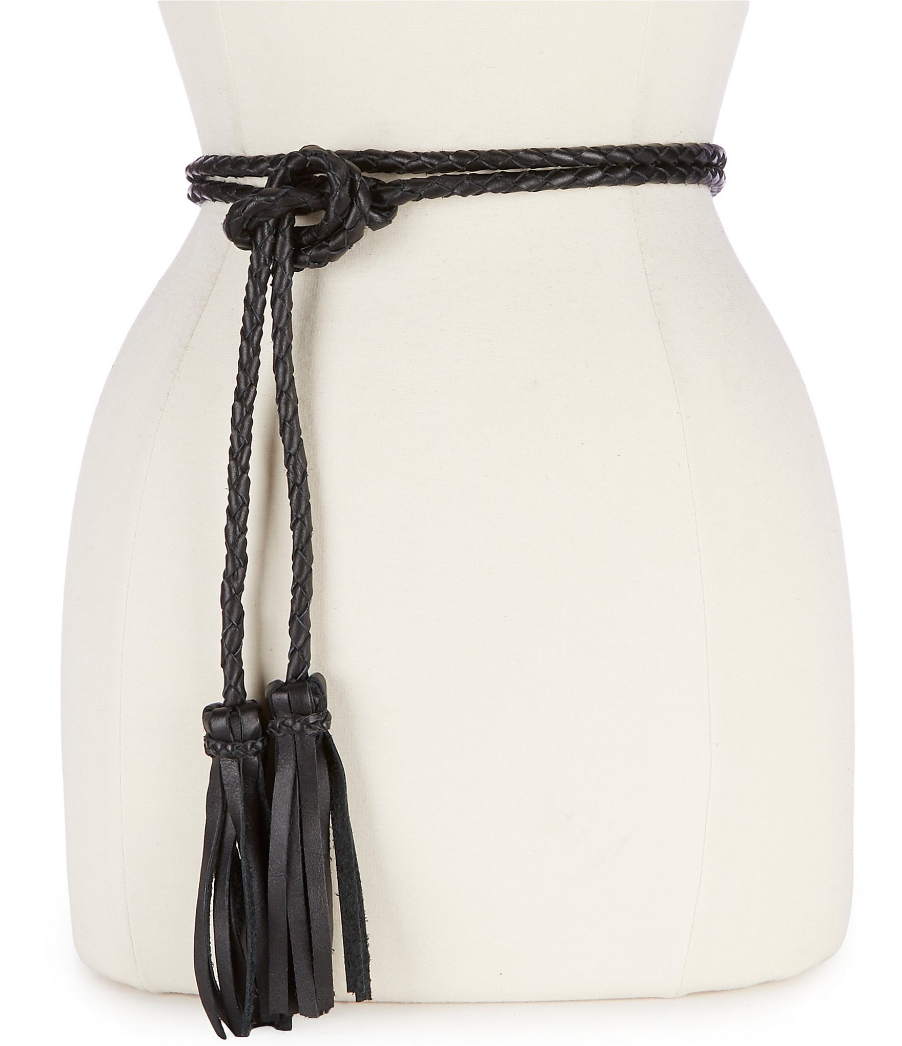 ADA Fringe Soga Leather Braided Tassel Wrap Belt
