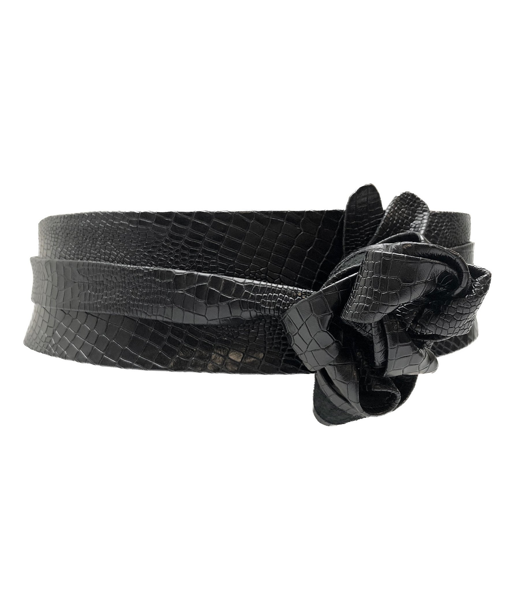 ADA Classic Crocodile-Embossed Leather Classic Wrap Belt