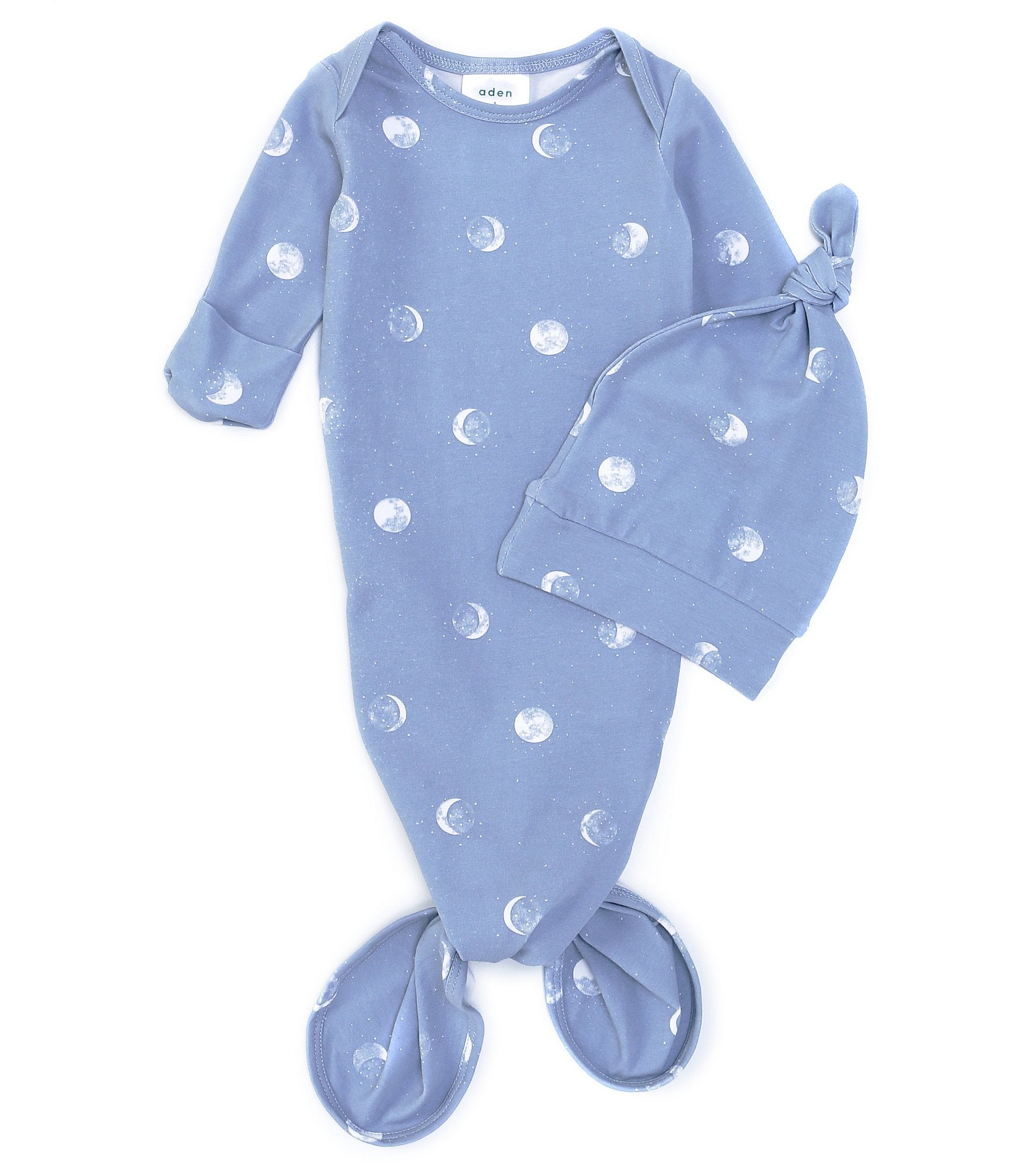Aden + Anais Baby Newborn-3 Months Long-Sleeve Blue Moon Gown & Hat Set ...