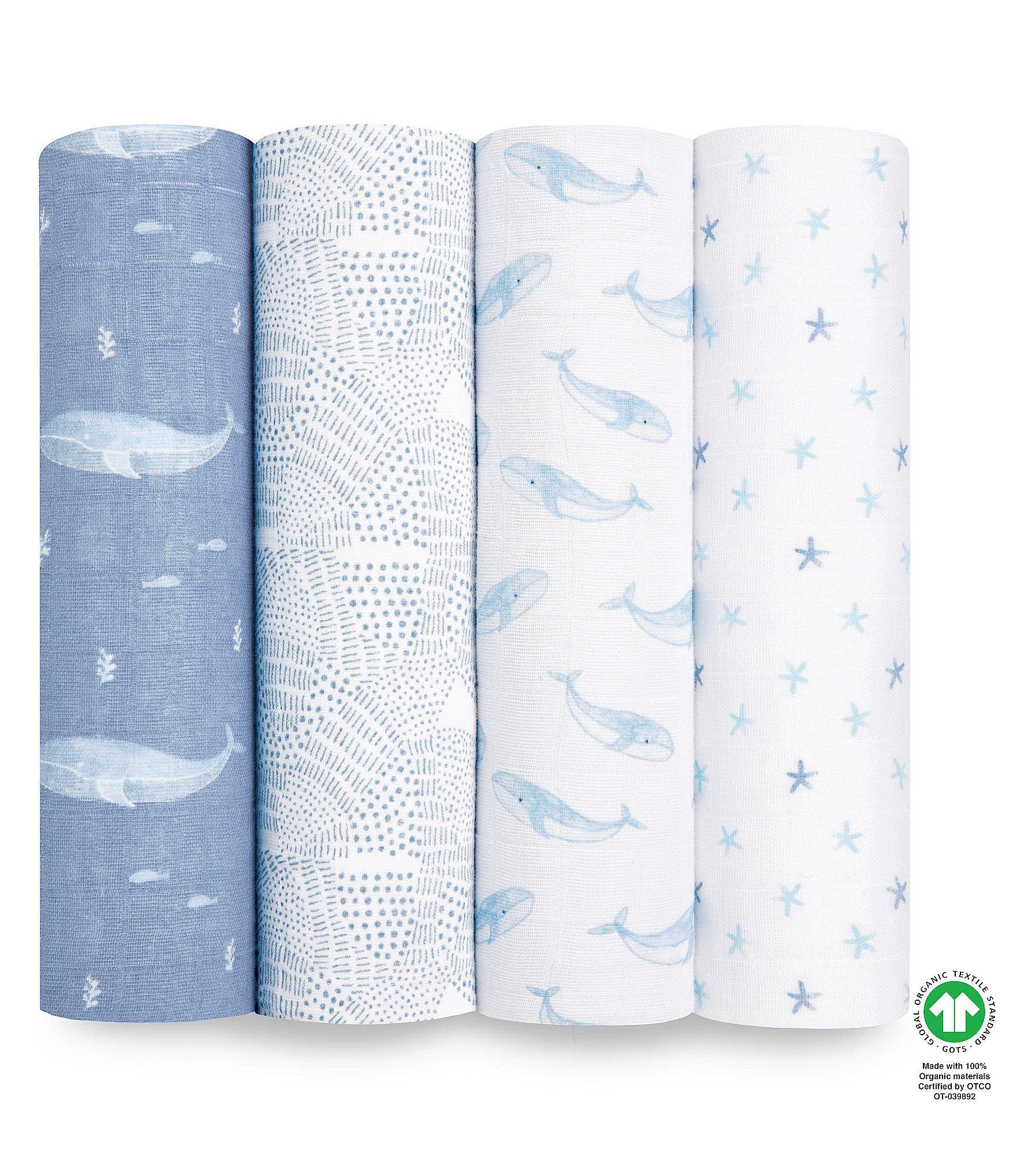 Aden + Anais Baby Boys Oceanic Print 4Pack Muslin Swaddle Blankets