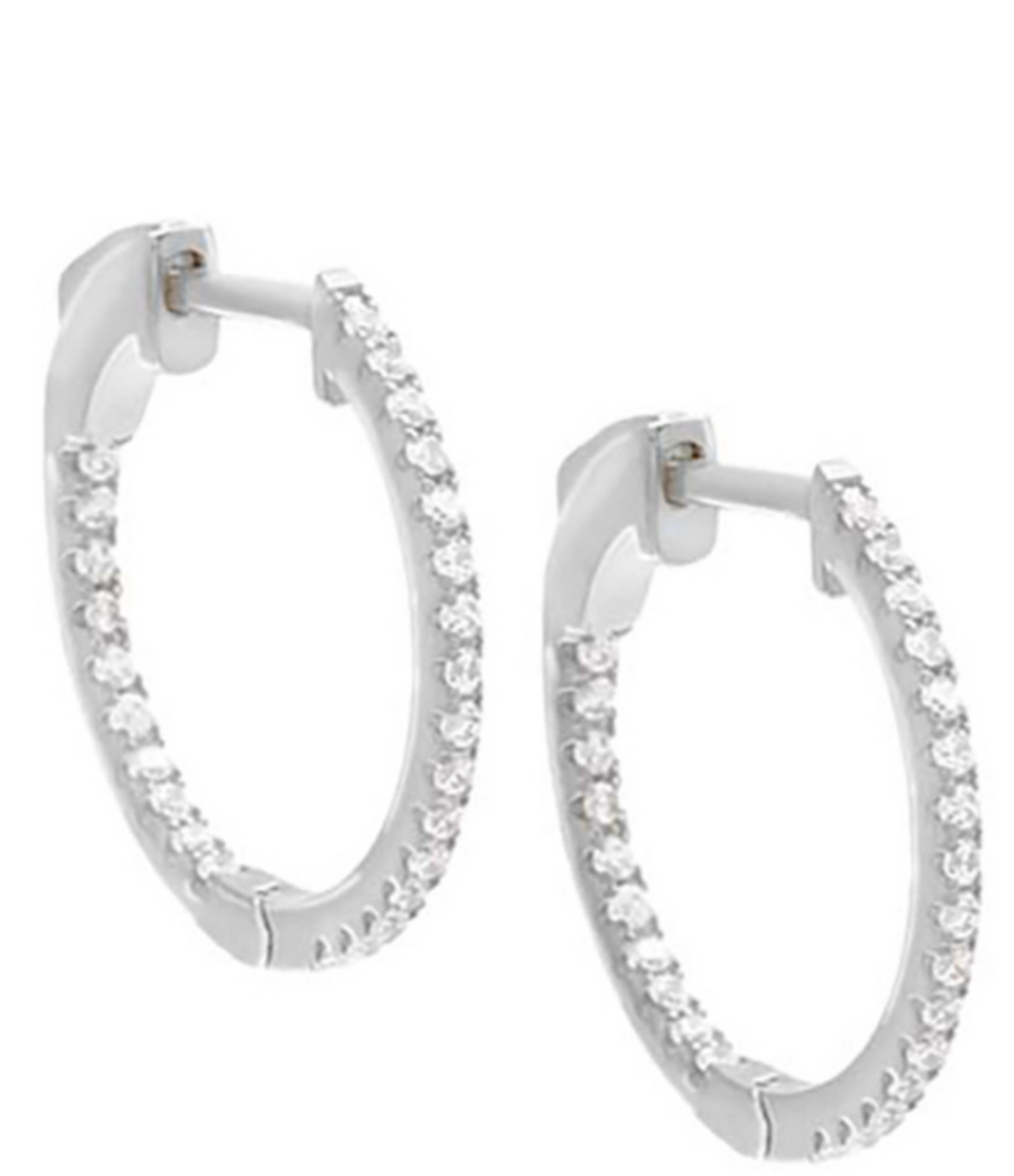 By Adina Eden Small Sterling Silver Pave Round Hoop Earrings | Dillard's