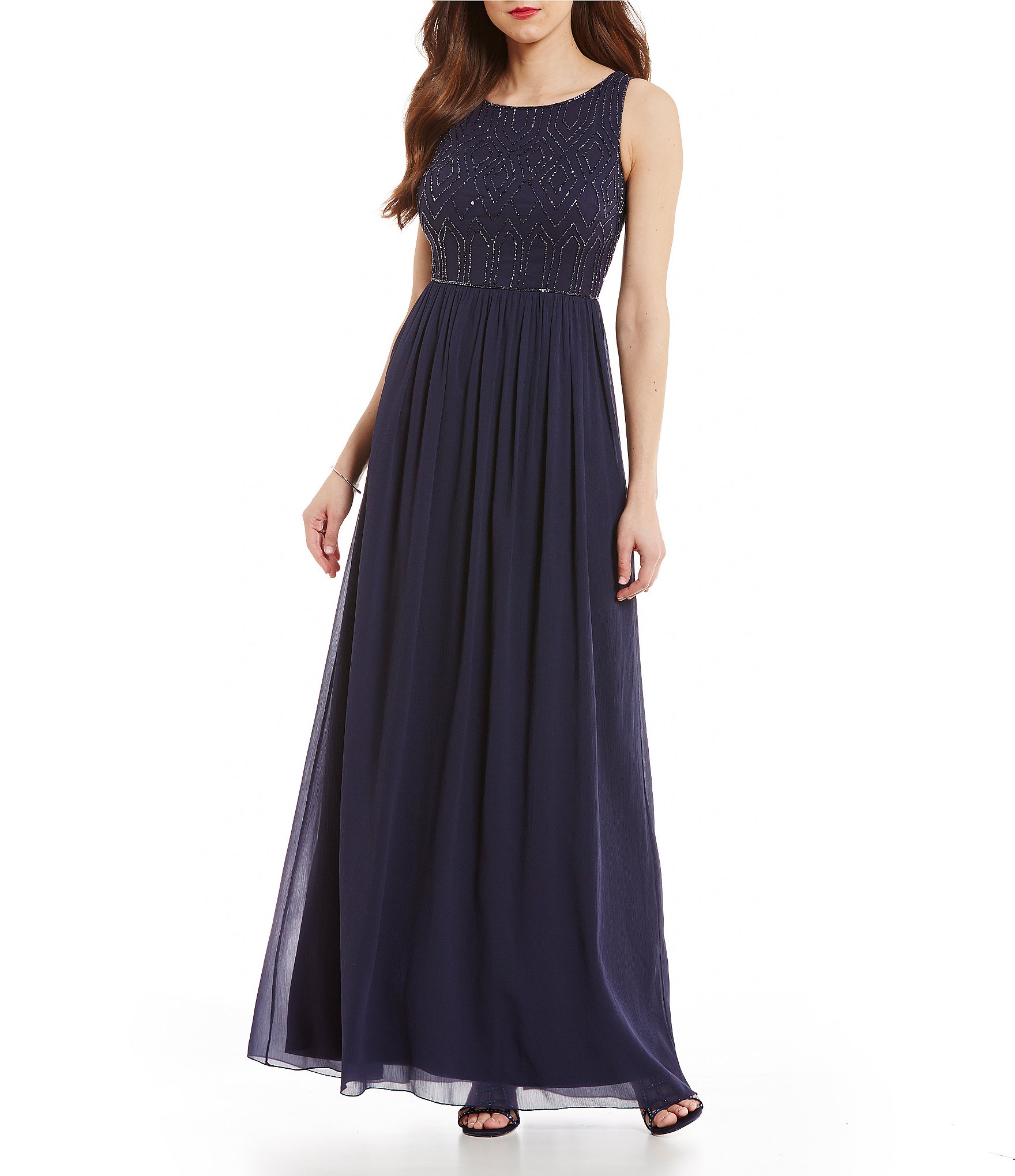 Adrianna Papell Beaded Bodice Sleeveless Dress | Dillards