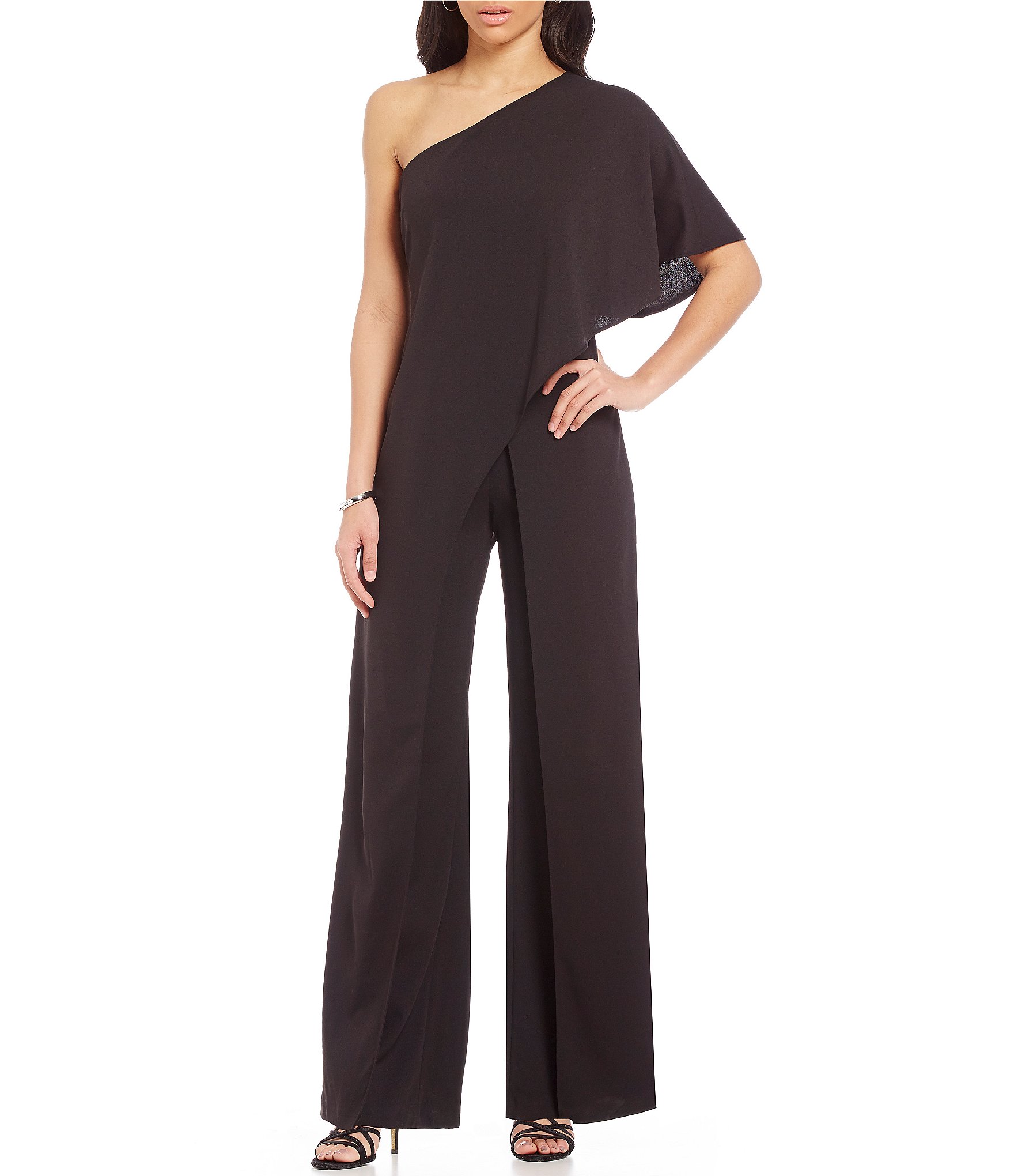 Adrianna Papell Crepe One Shoulder Jumpsuit | Dillards