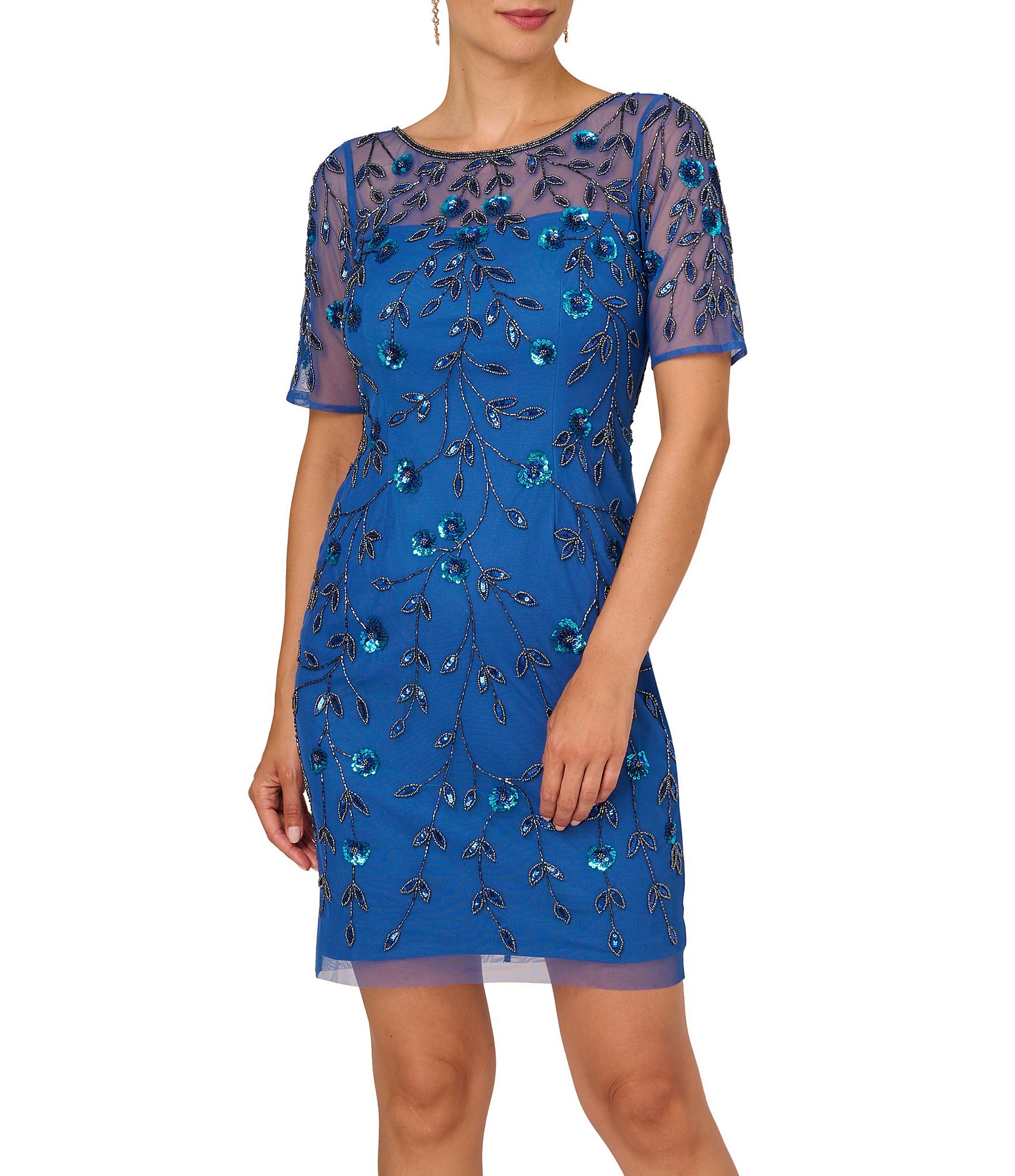 Adrianna papell embellished illusion sheath dress sale