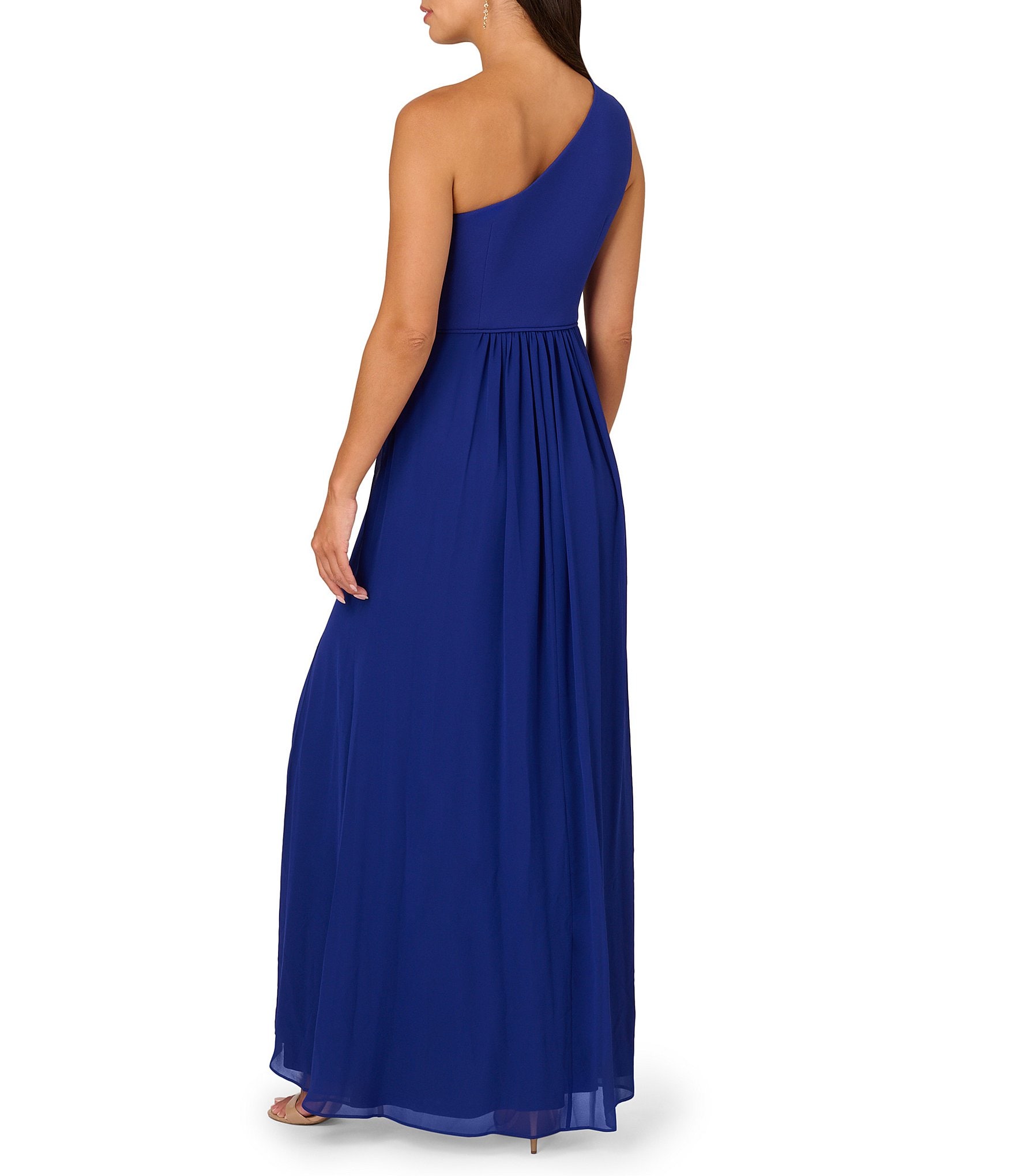 Adrianna Papell One Shoulder Sleeveless Chiffon Gown