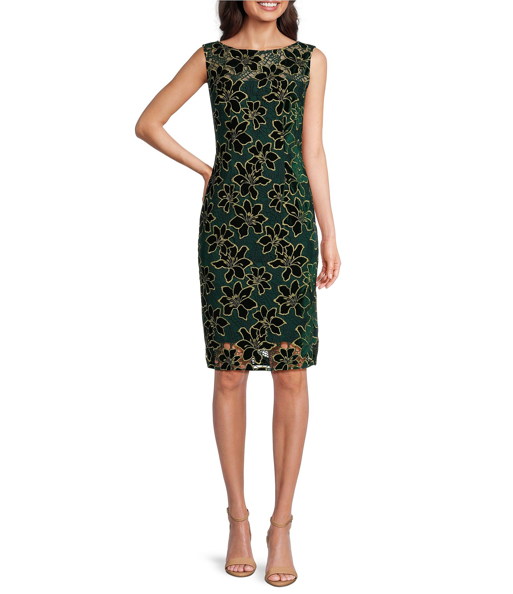 Adrianna papell lace overlay sheath dress best sale