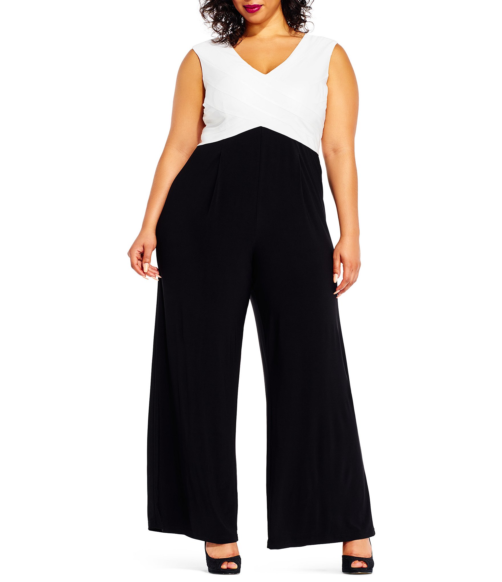 Adrianna Papell Plus Colorblock Matte Jersey Jumpsuit | Dillards