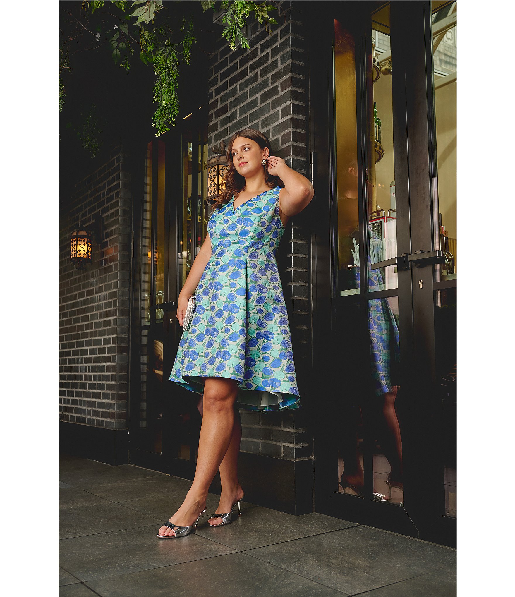 Adrianna Papell Plus Size Floral Jacquard Dress