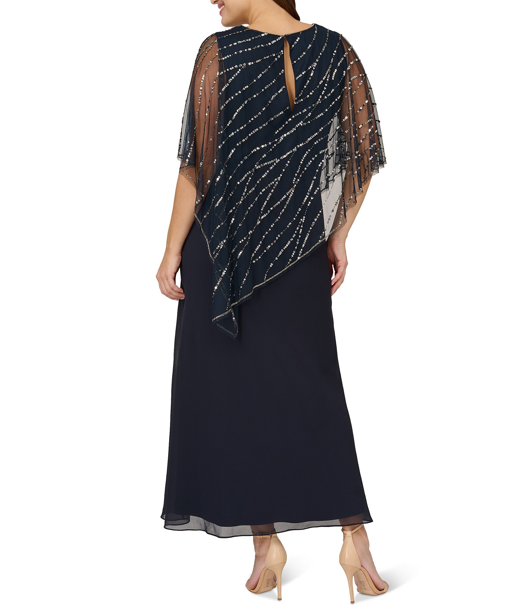 Adrianna Papell Plus Size Sleeveless V-Neck Beaded Popover Midi Dress