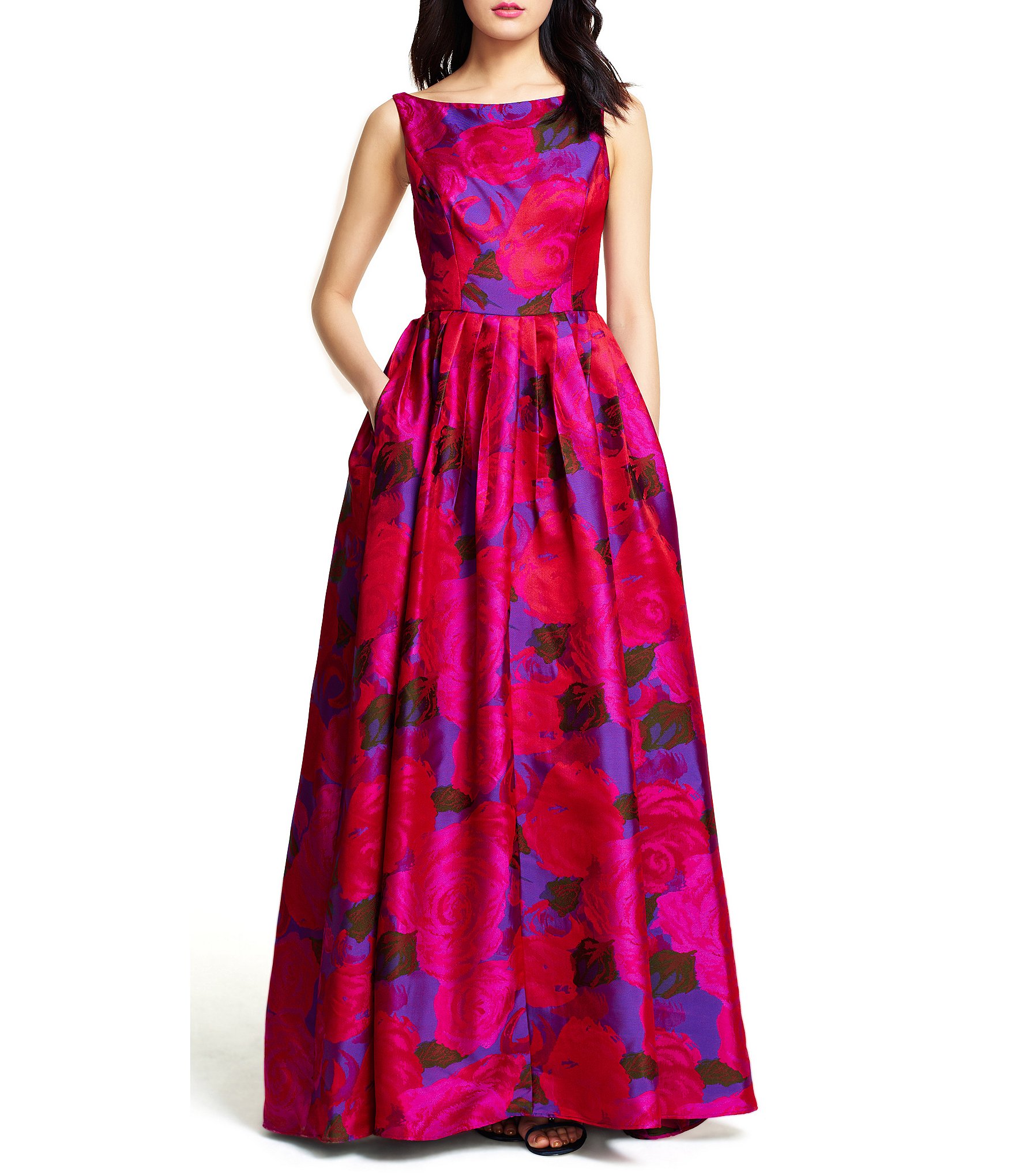 sleeveless floral gown
