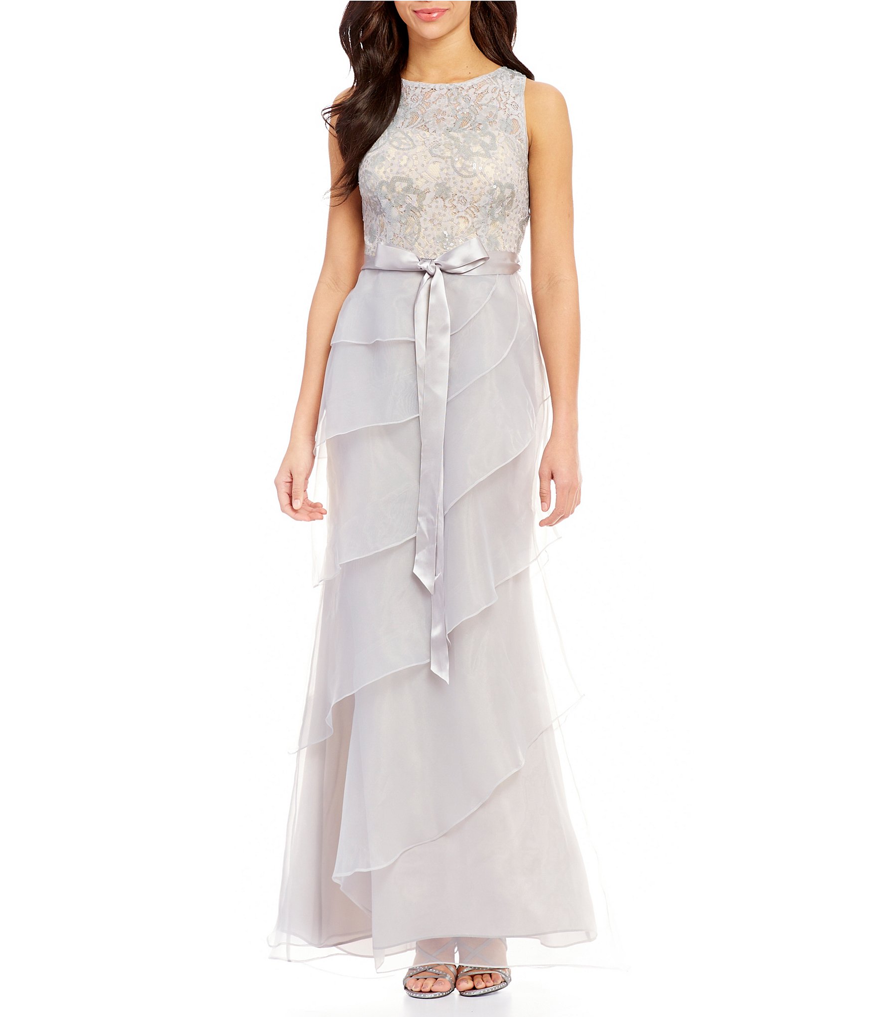 ruffle tiered gown