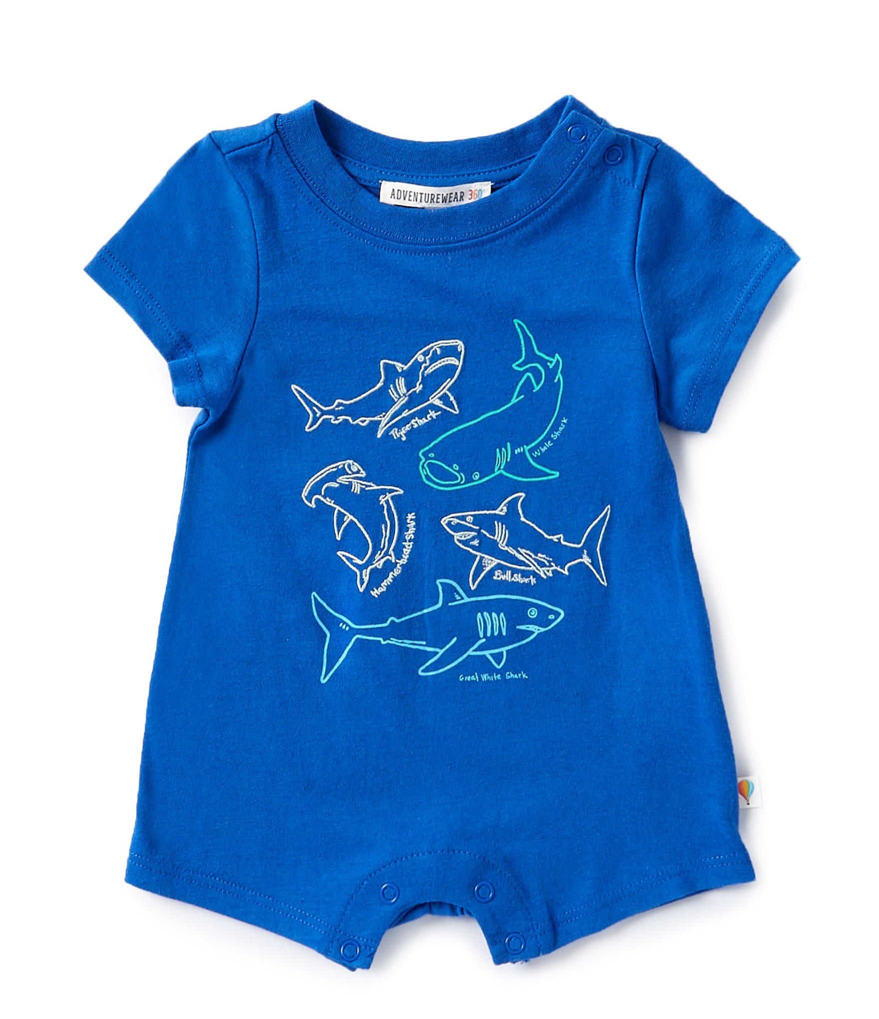 Adventurewear 360 Baby Boys Newborn-12 Months Round Neck Short Sleeve Sea Creature Romper