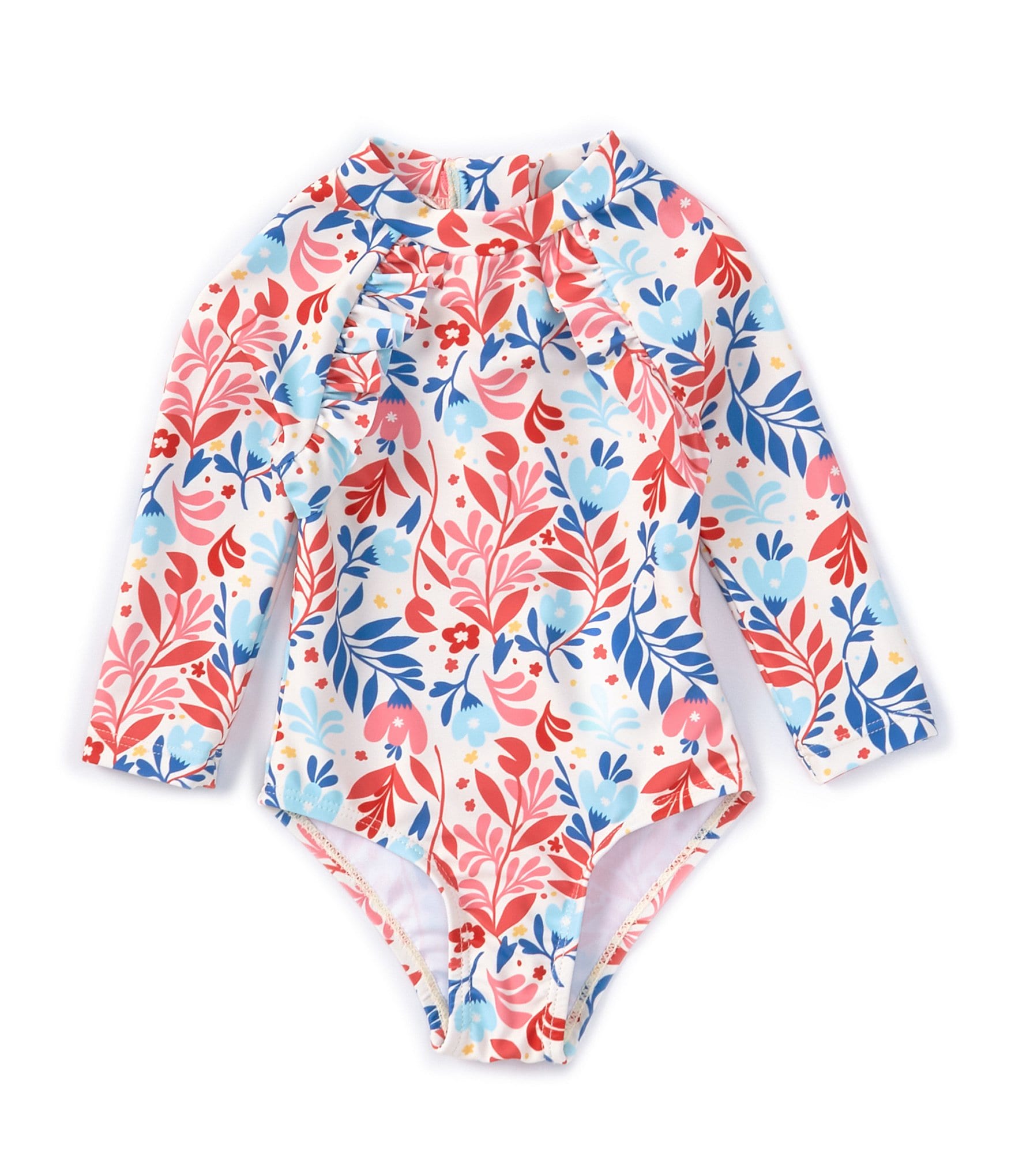 Adventurewear 360 Baby Girls 3-24 Months Long Sleeve Round Neck Hibiscus Rashguard Swimsuit