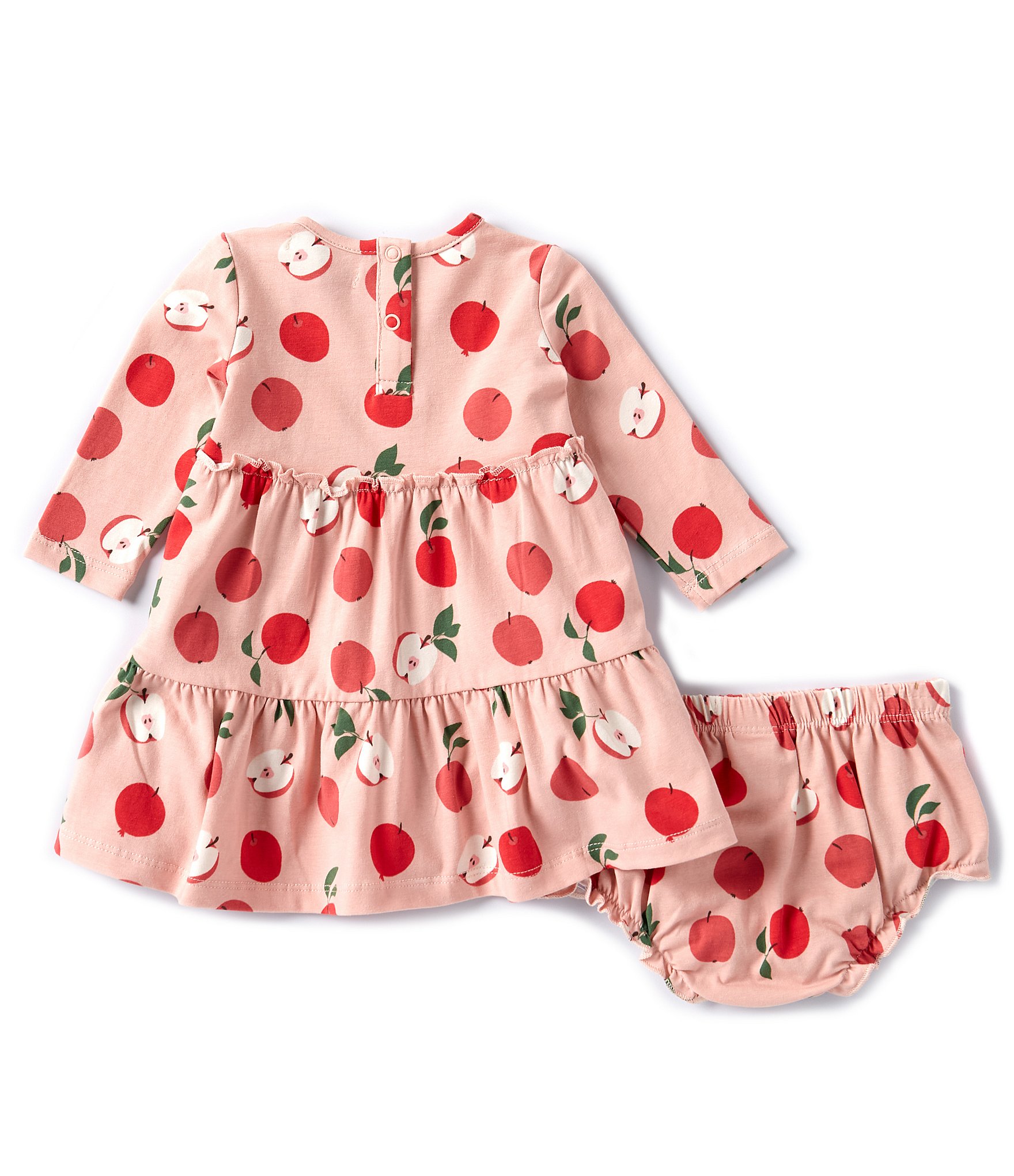 Adventurewear 360 Baby Girls 3-24 Months Round Neck Long Sleeve Apple Print Dress