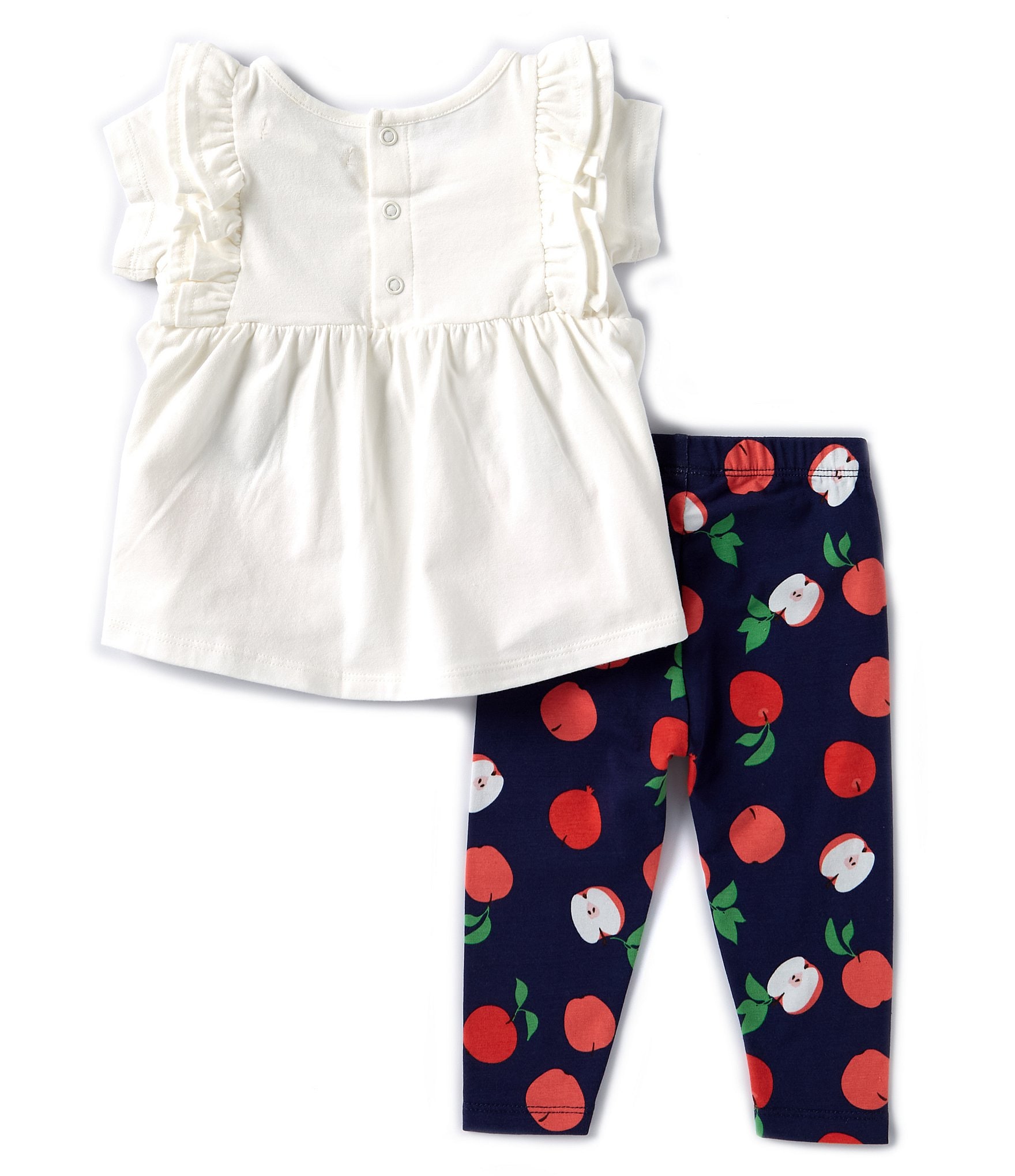 Adventurewear 360 Baby Girls 3-24 Months Round Neck Short Sleeve Apple Print Tunic 3-Piece Set