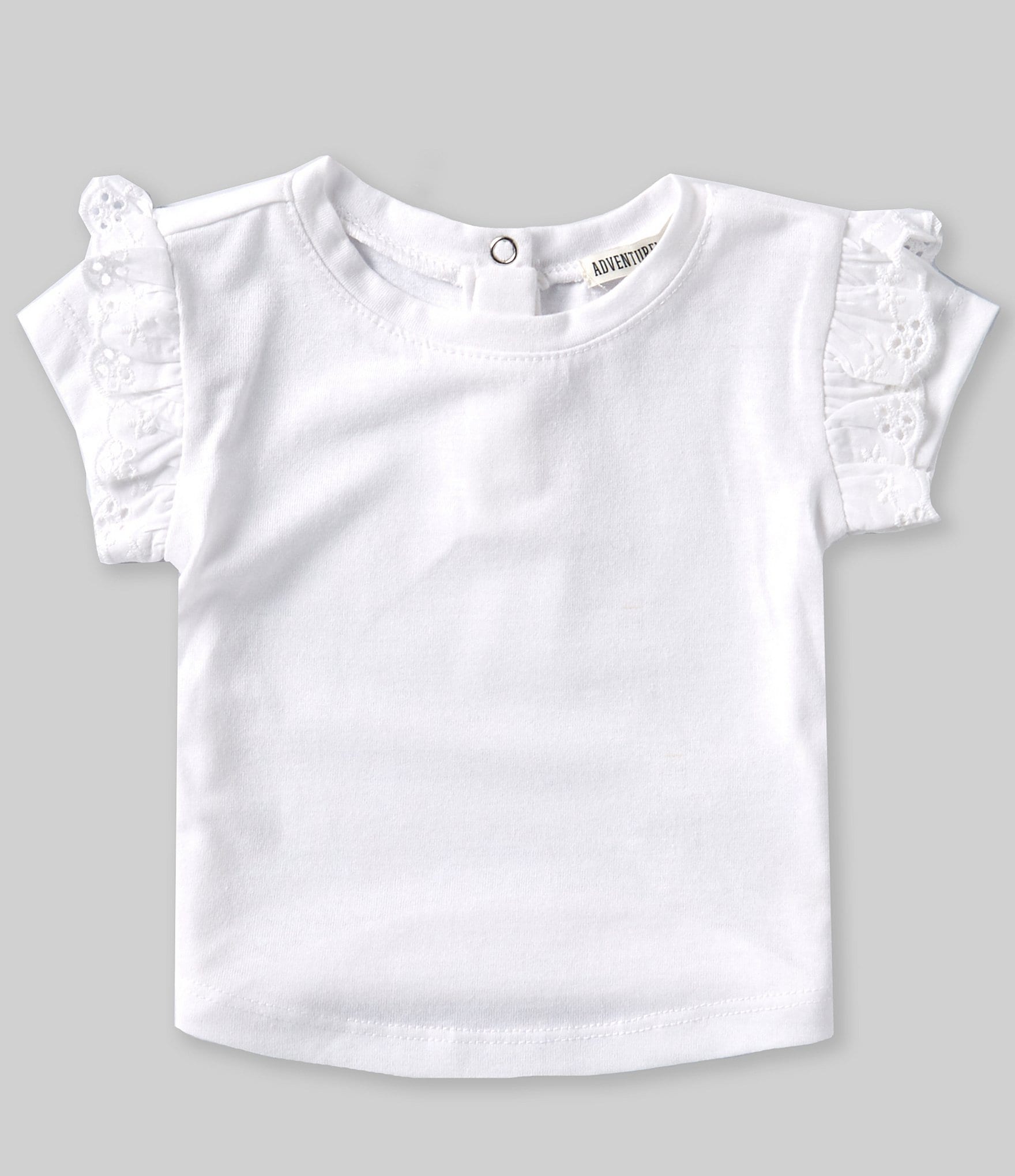 Adventurewear 360 Baby Girls 3-24 Months Round Neck Short Sleeve Knit Eyelet Trim T-Shirt