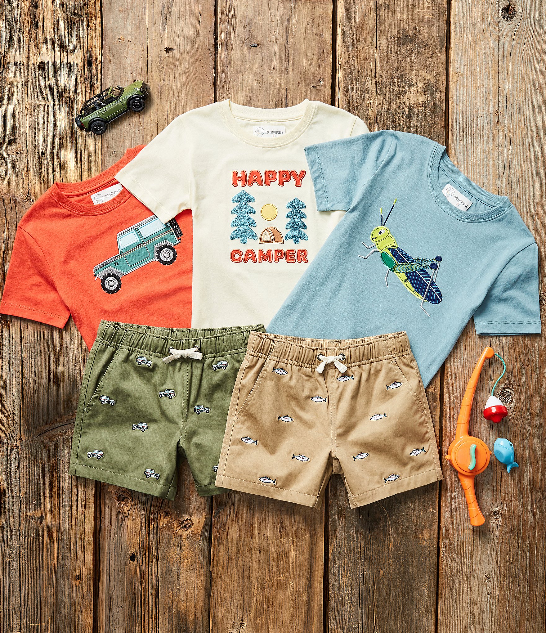 Adventurewear 360 Little Boys Grasshopper Applique Short Sleeve T-Shirt