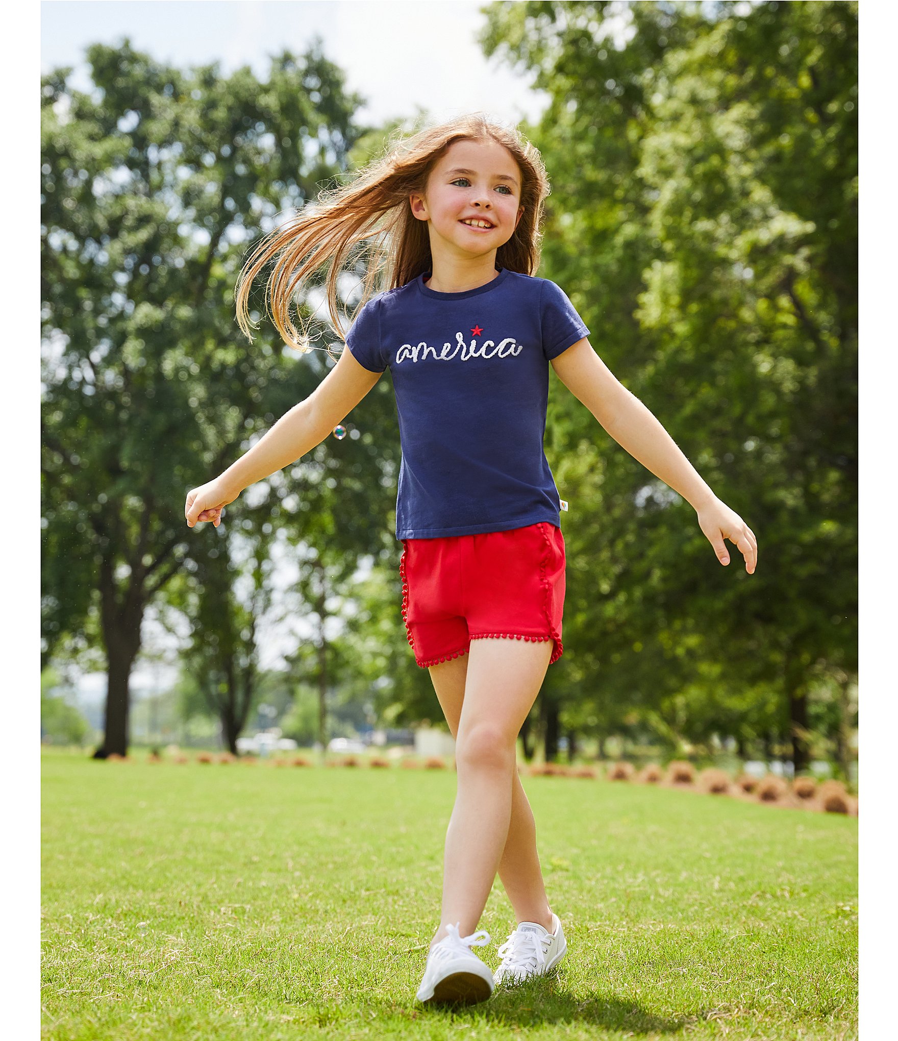 Adventurewear 360 Little Girls 2T-6X America Embroidered T-Shirt