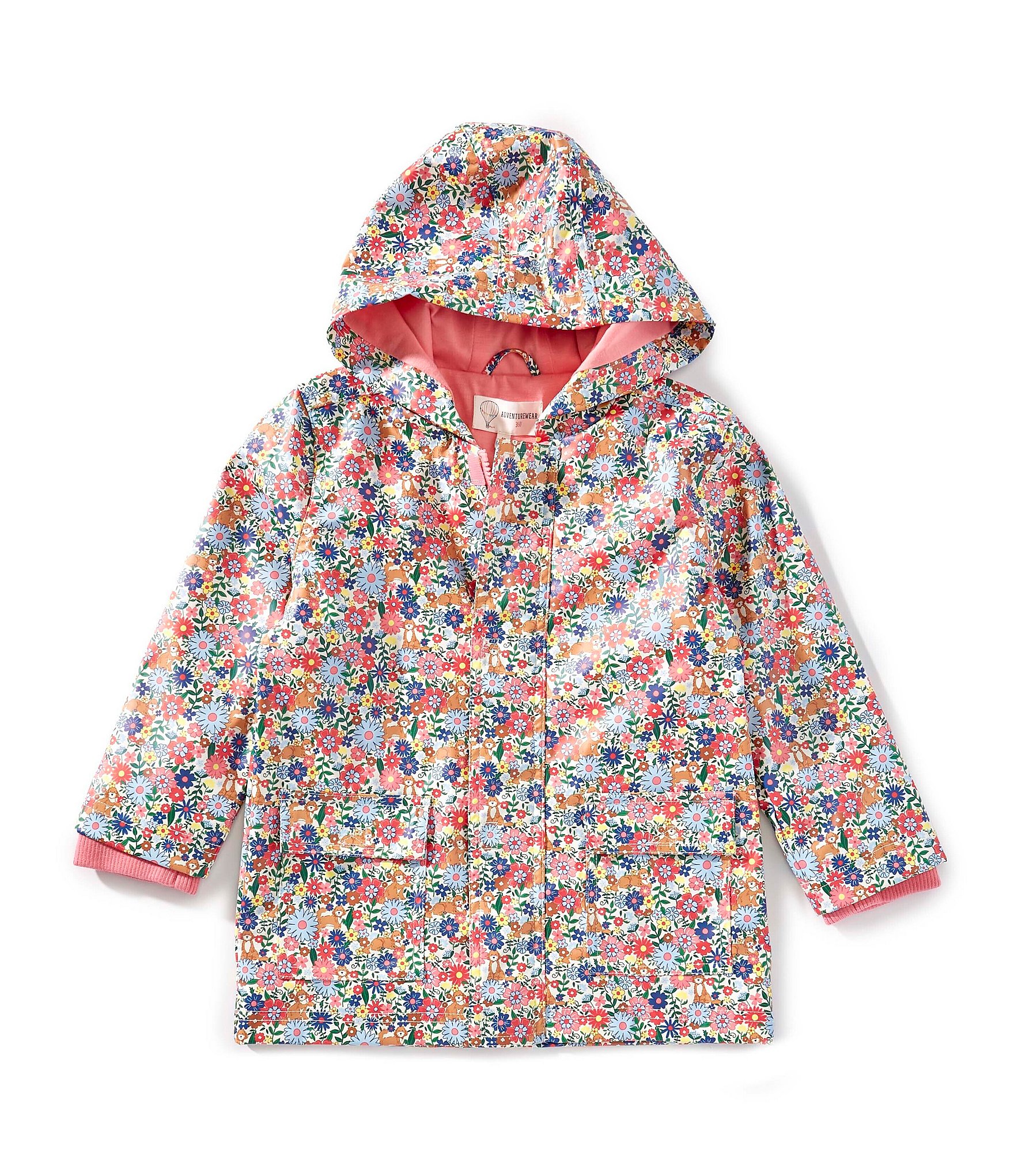 Adventurewear 360 Little Girls Puppy Floral Mini Rain Coat