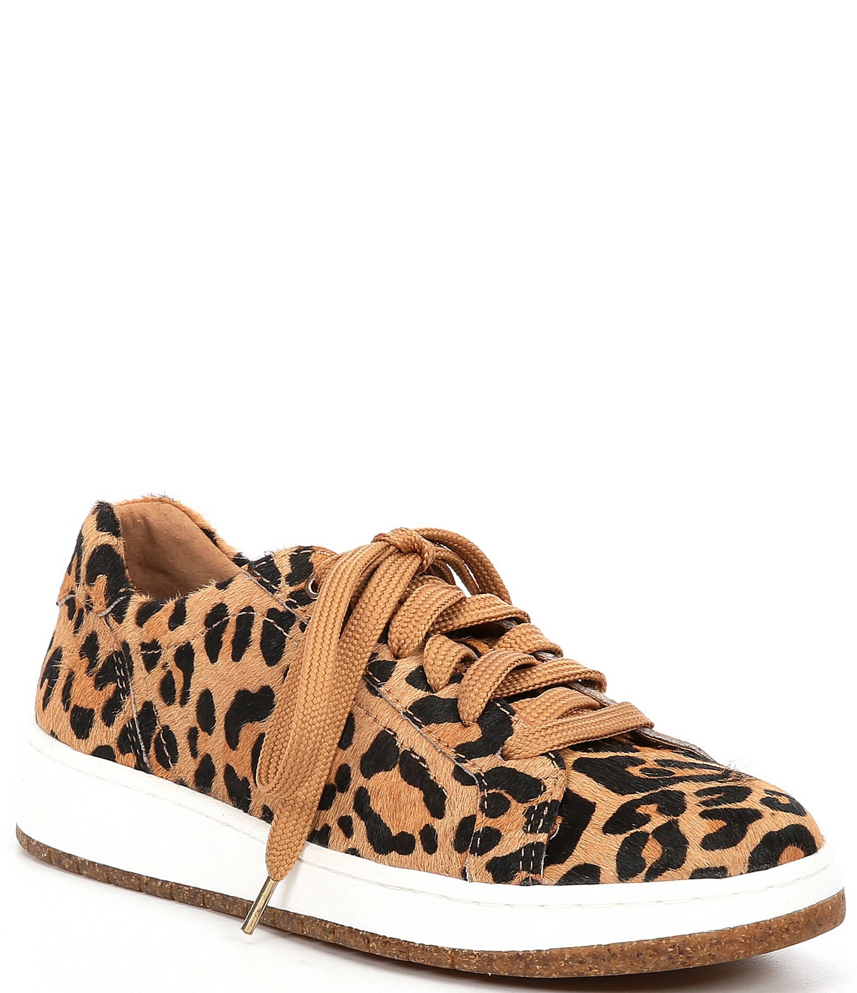 Aetrex Blake Leopard Print Calf Hair Lace-Up Sneakers |