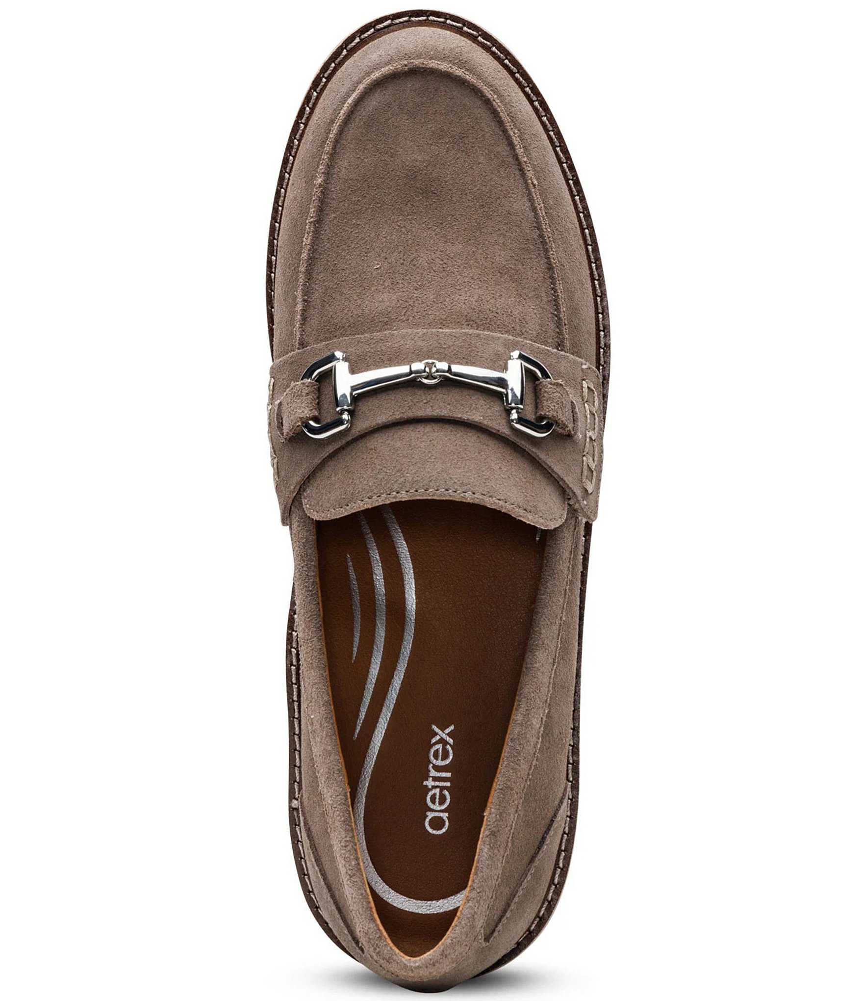 Aetrex Collette Suede Bit Buckle Loafers