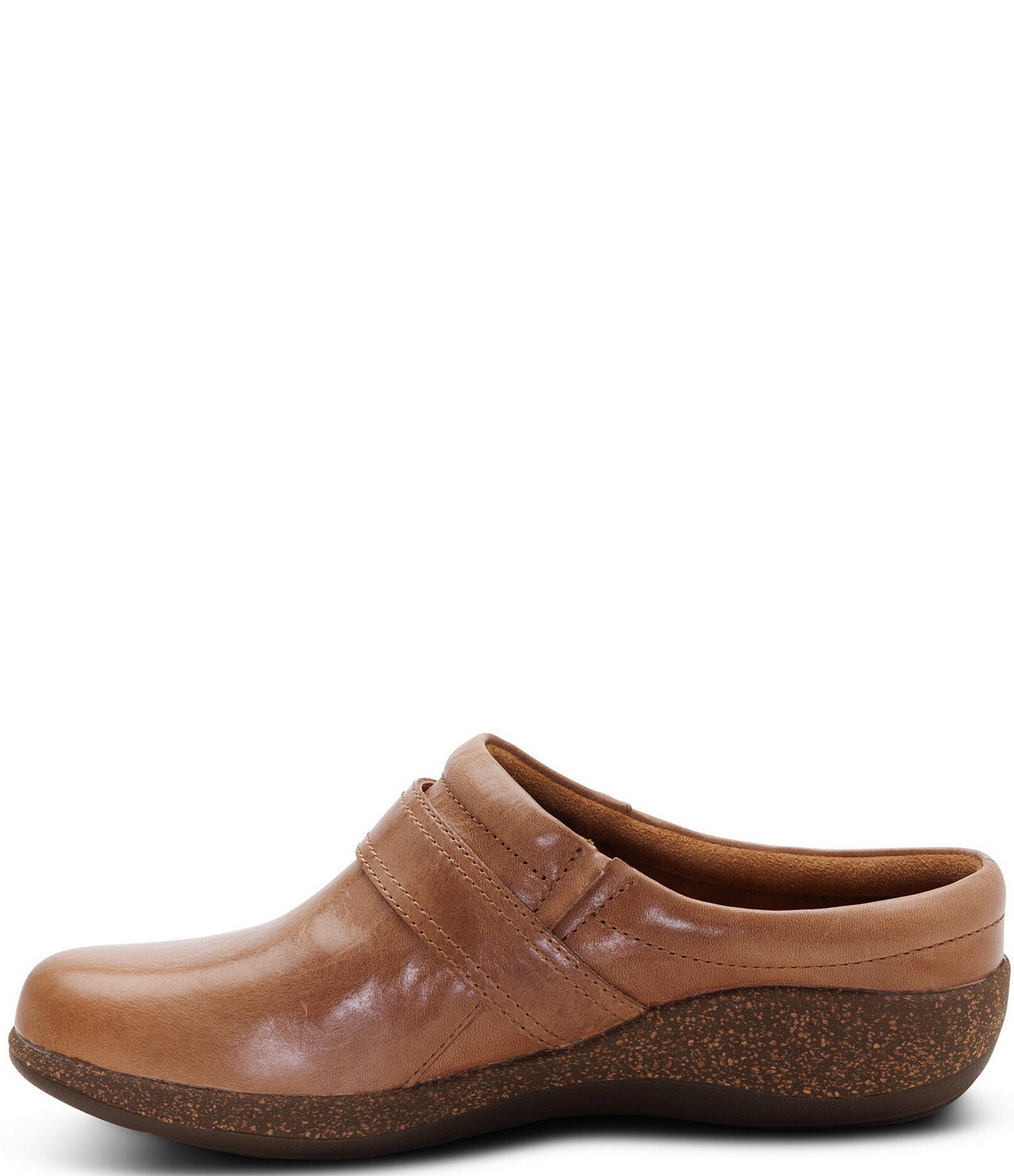 Aetrex Daphne Leather Buckle Strap Clogs