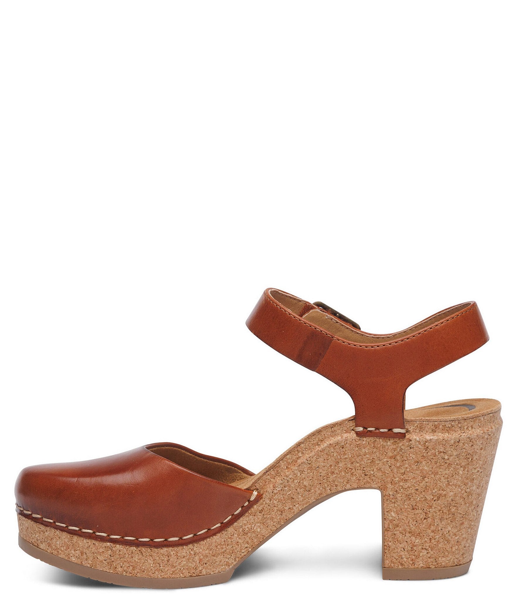 Aetrex Finley Leather Platform Heel Clogs