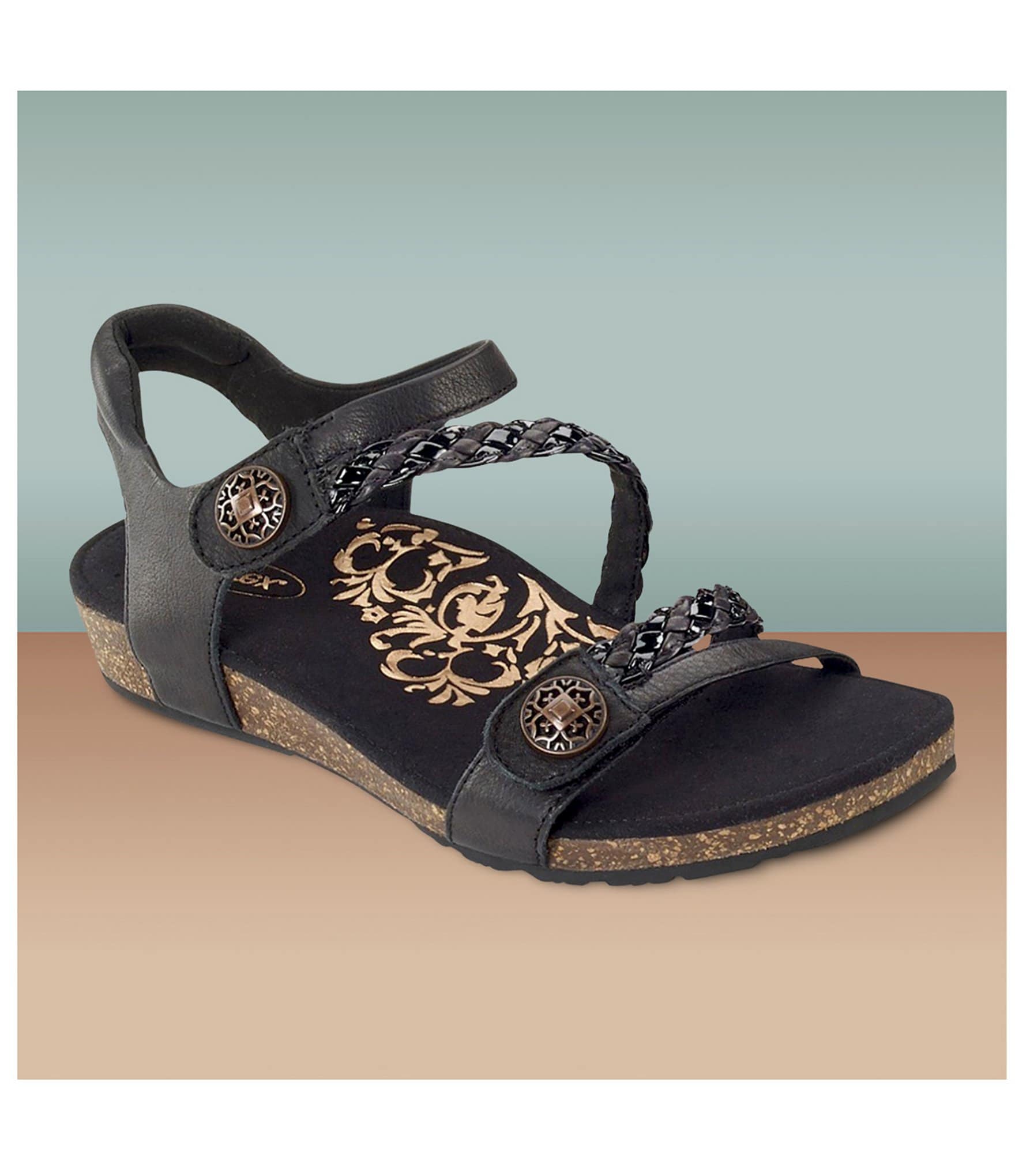 Aetrex Jillian Braided Wedge Sandals