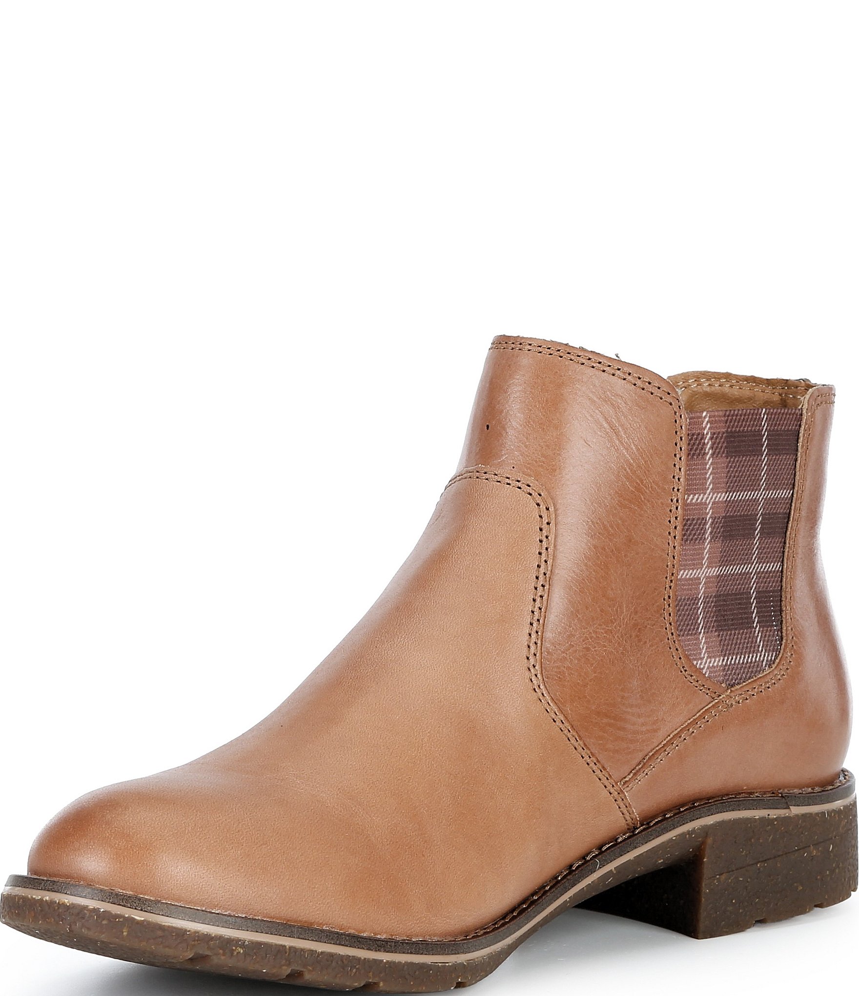 Aetrex Kaylee Leather and Plaid Chelsea Booties