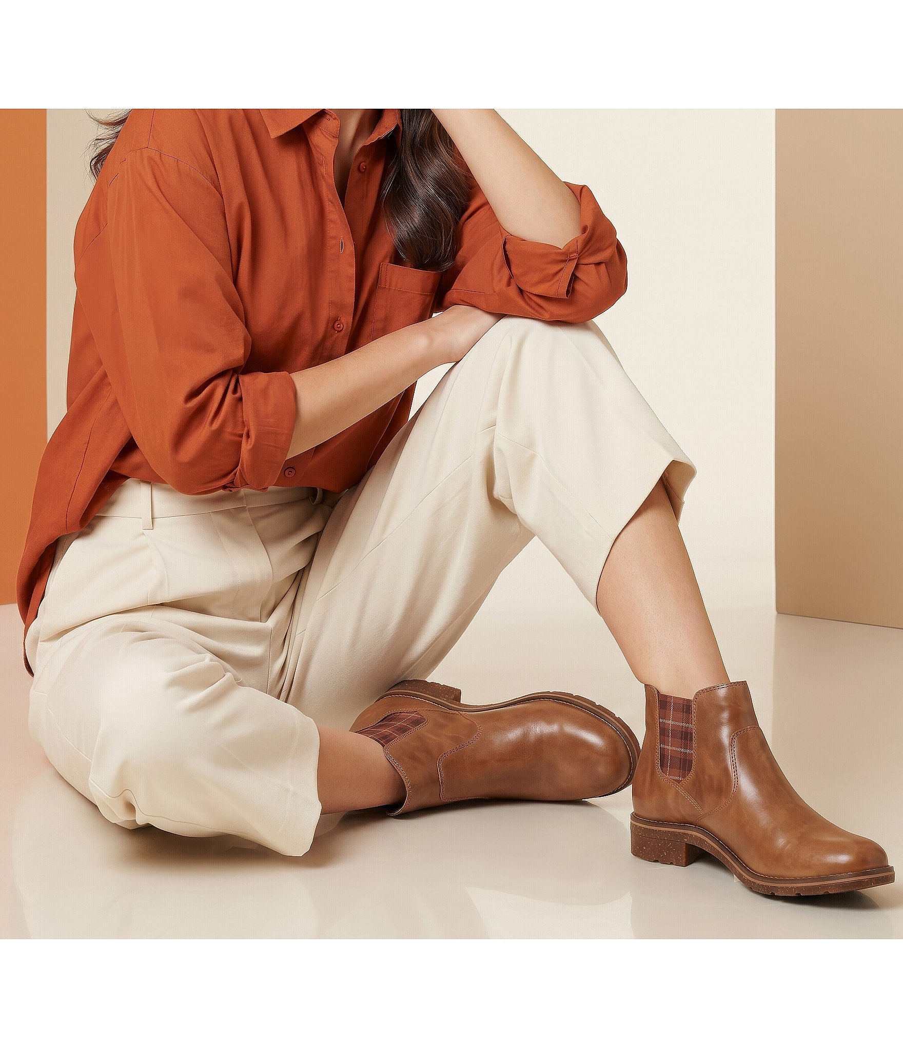 Aetrex Kaylee Leather and Plaid Chelsea Booties