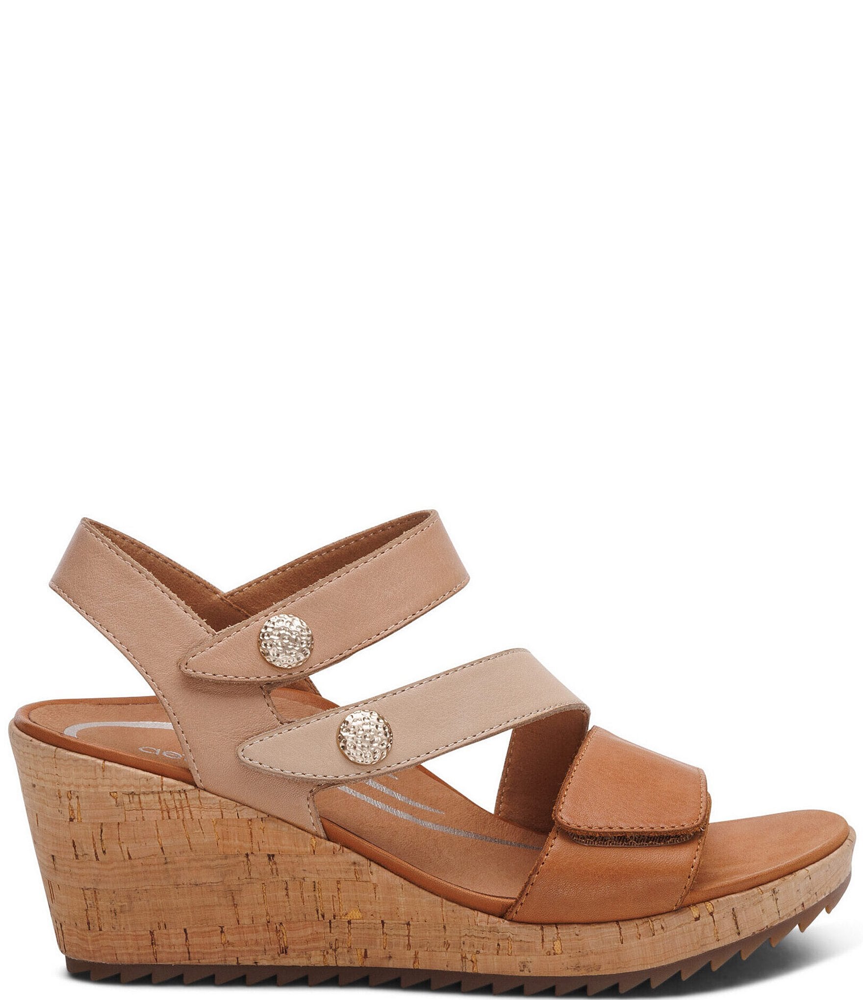 Aetrex Madelyn Hook-and-Loop Stappy Wedge Sandals