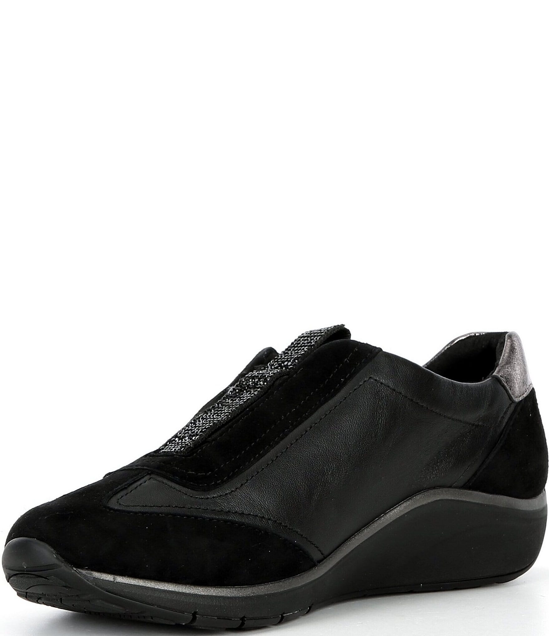 Aetrex Megan Leather Suede Embellished Slip On Sneakers