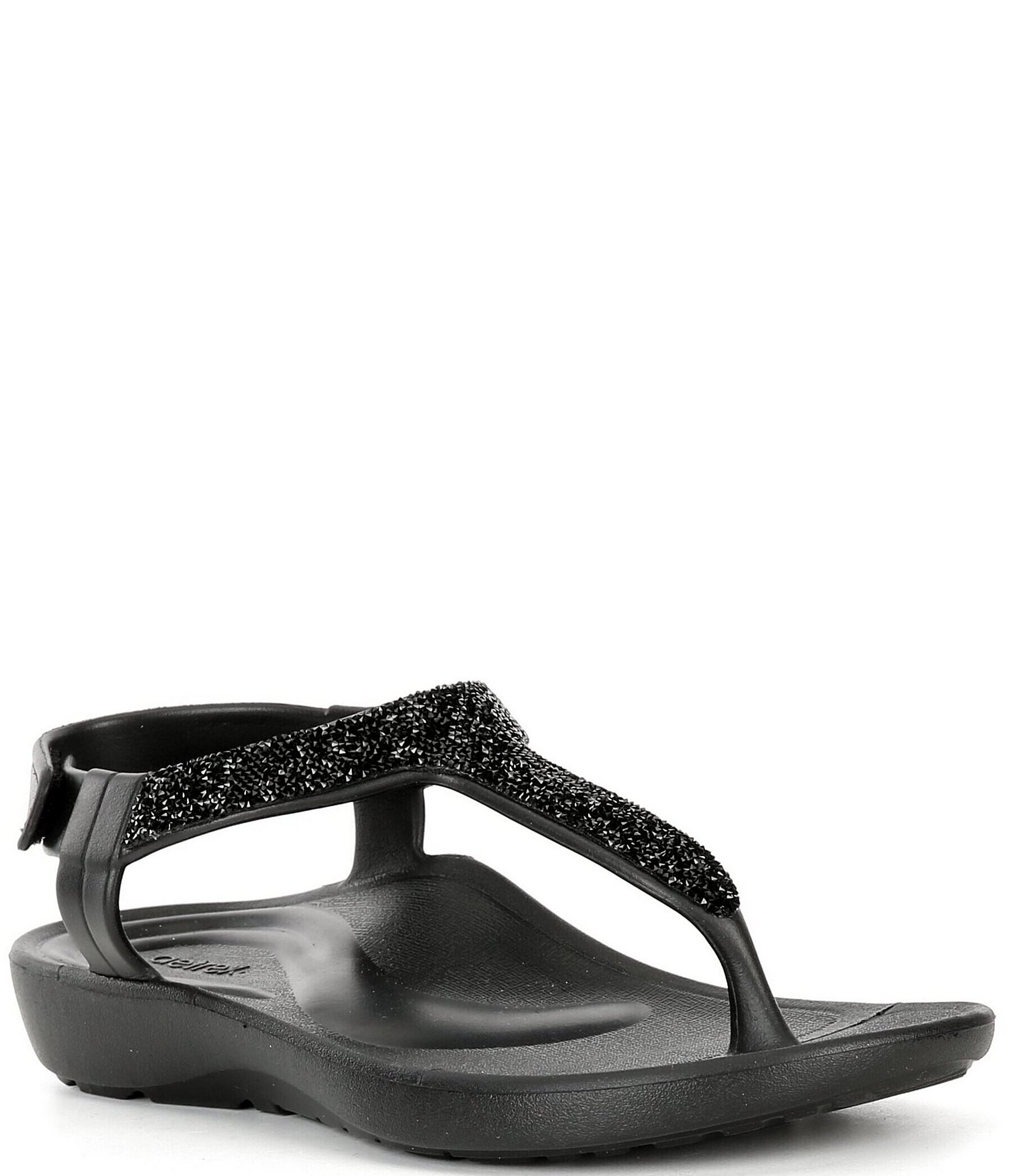 Aetrex Skyler Rhinestone Embellished T-Strap Thong Sandals