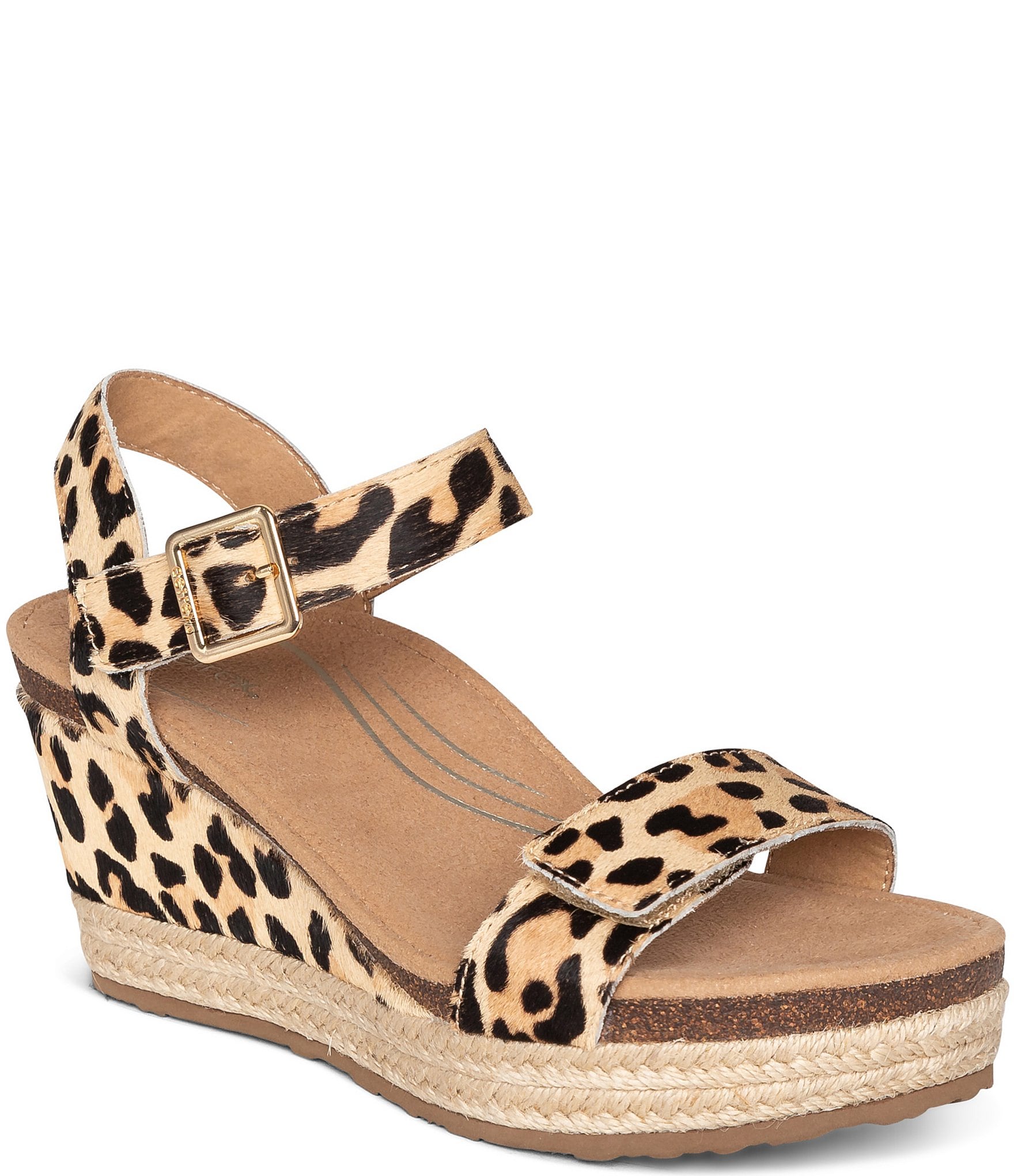 Women Shoes Wedges Diamond Gift Leopard Espadrilles T-Strap Beaded Sandals US 